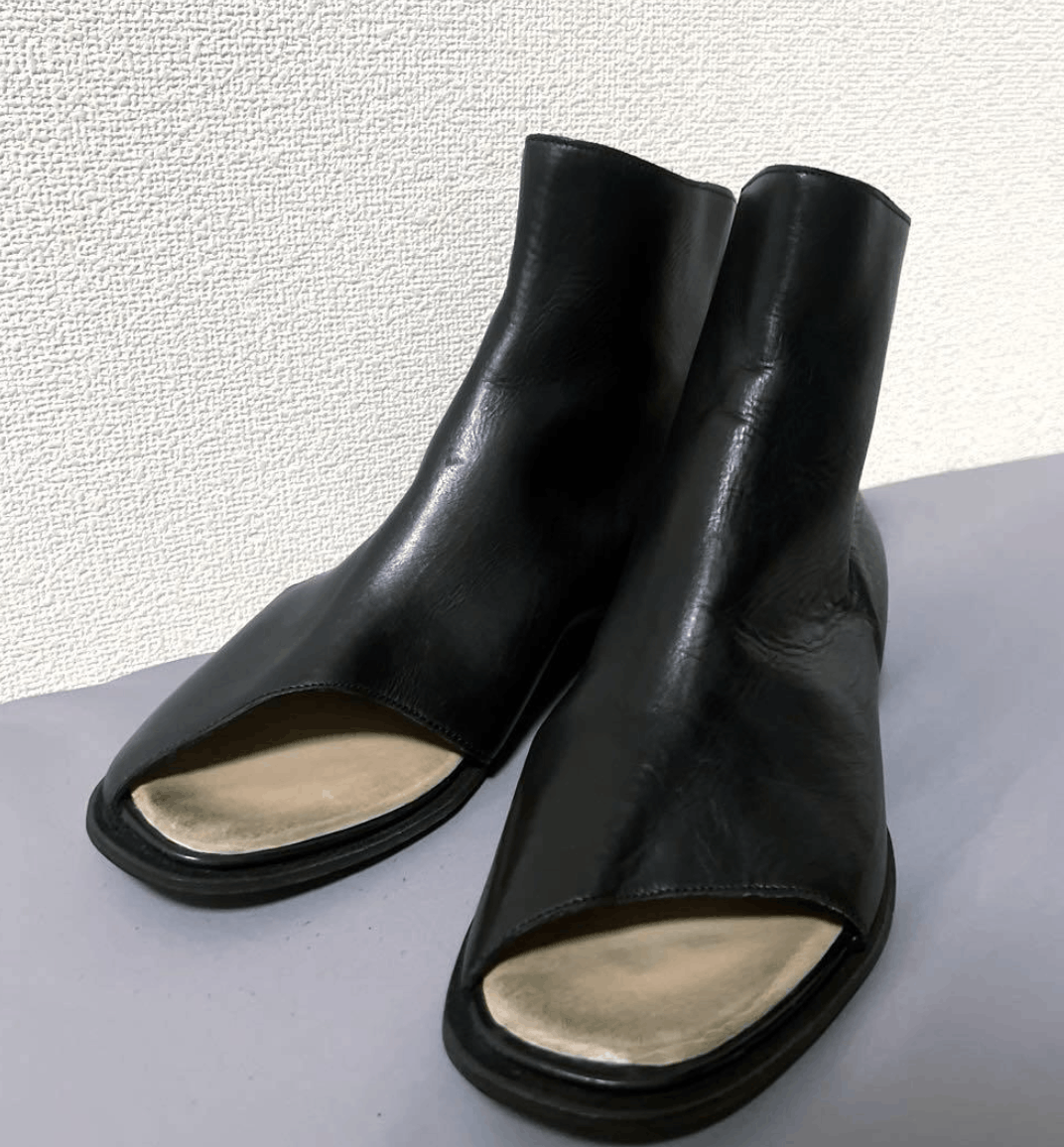 image of Cherevichkiotvichki x Yohji Yamamoto Pour Homme - Cropped Open Toe Boots in Black, Women's (Size 8)