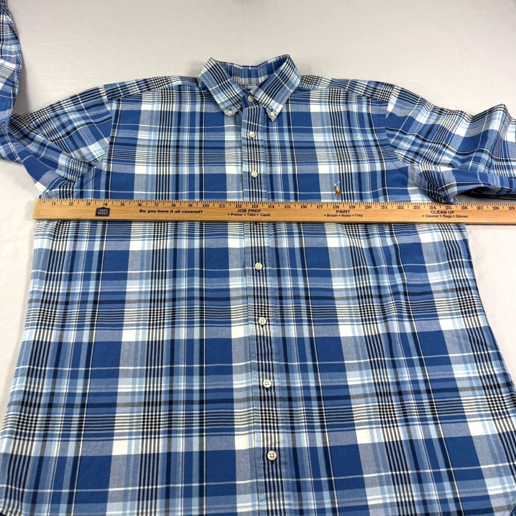 Polo Ralph Lauren Polo Ralph Lauren Shirt Mens LT Large Tall Blue Plaid Classic Fit Flesh Pony Size US L / EU 52-54 / 3 - 6 Thumbnail