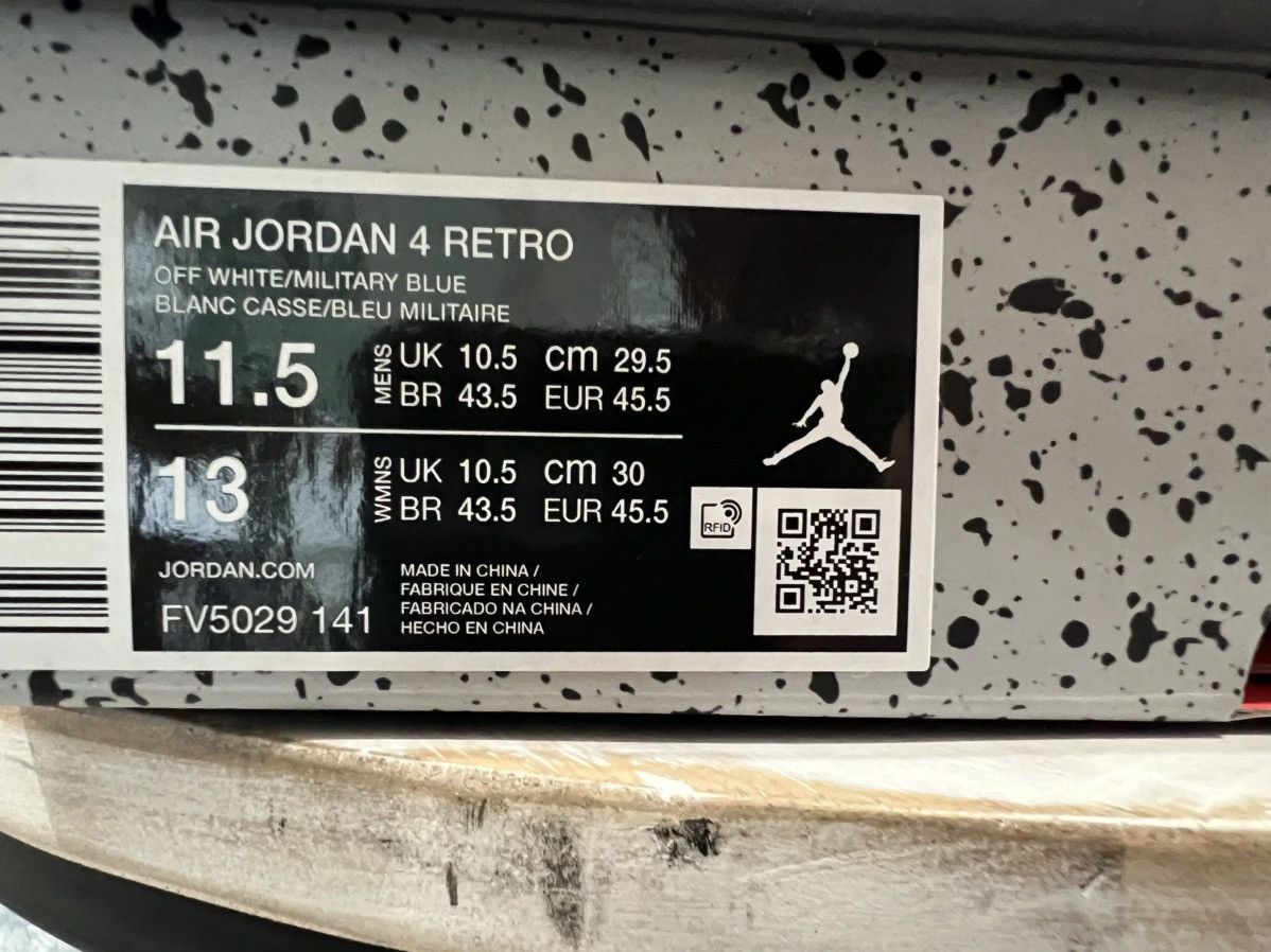 Jordan Brand × Nike Jordan 4 Retro Military Blue Size 11.5 FV5029-141 Size US 11.5 / EU 44-45 - 9 Thumbnail