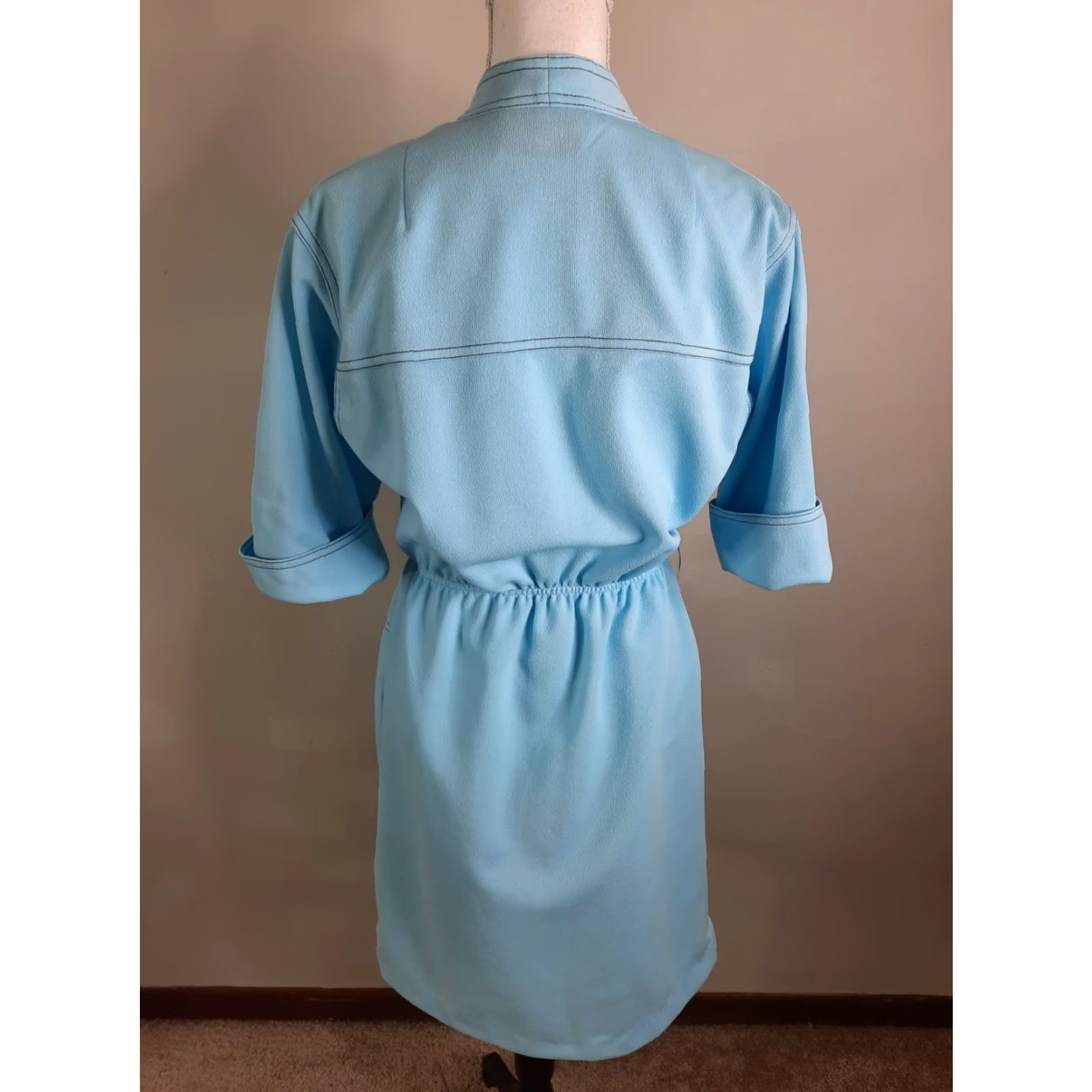 Vintage VINTAGE 60s Blue Shirt Dress M Size M / US 6-8 / IT 42-44 - 6 Thumbnail
