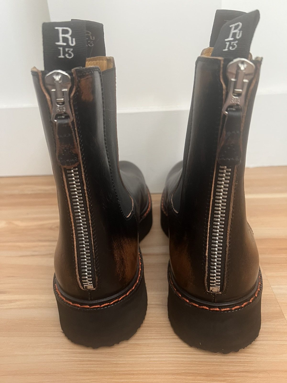 R13 R13 Single Stack Black/Brown Chelsea Boots Size US 8.5 / IT 38.5 - 4 Thumbnail