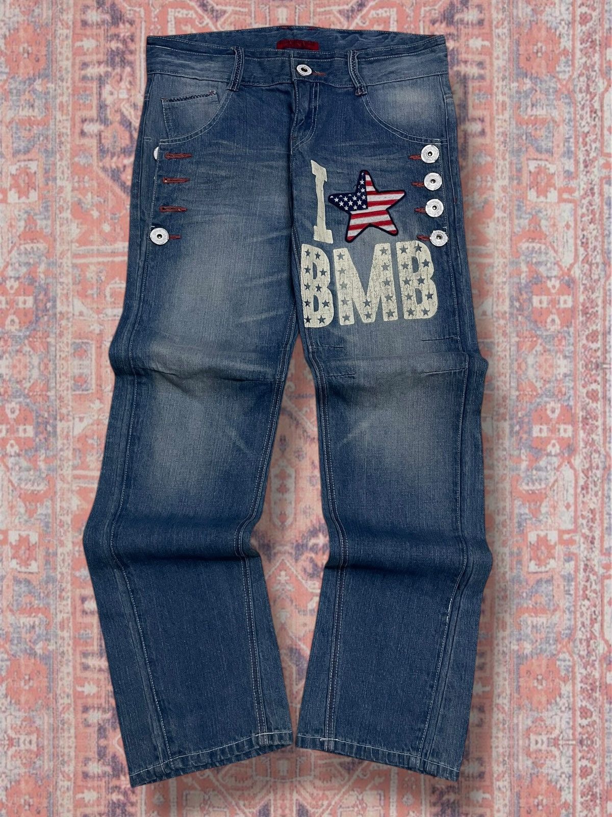 Japanese Brand Vintate Og 1990s Japan Designer Bluemoon Star Streetwear Size US 32 / EU 48 - 1 Thumbnail