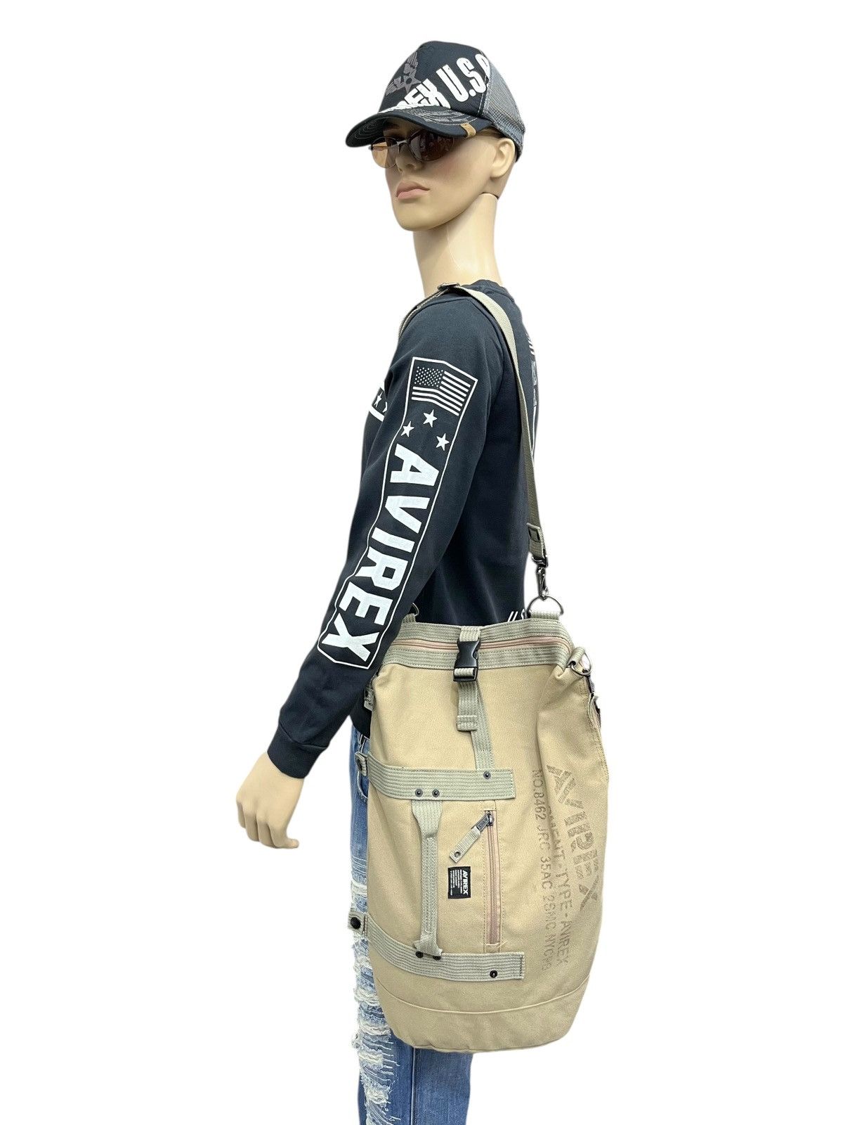 Avirex VERY RARE🔥Vintage AVIREX Multiway Canvas Bagpack Crossbody Size ONE SIZE - 6 Thumbnail