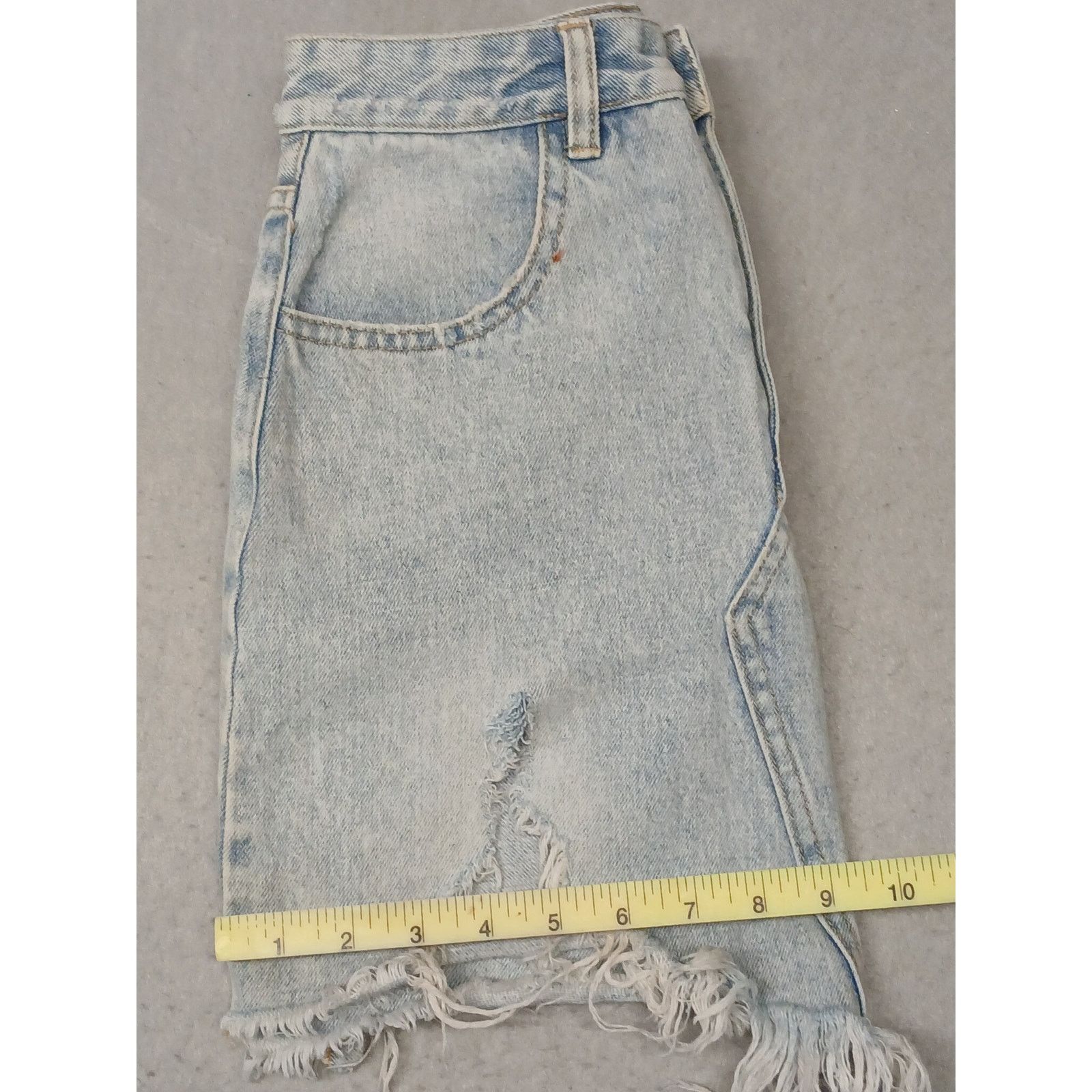 Other Item Ditto (Small) Vintage Distressed Light Denim Mini Skirt Size 25" / US 0 / IT 36 - 4 Thumbnail