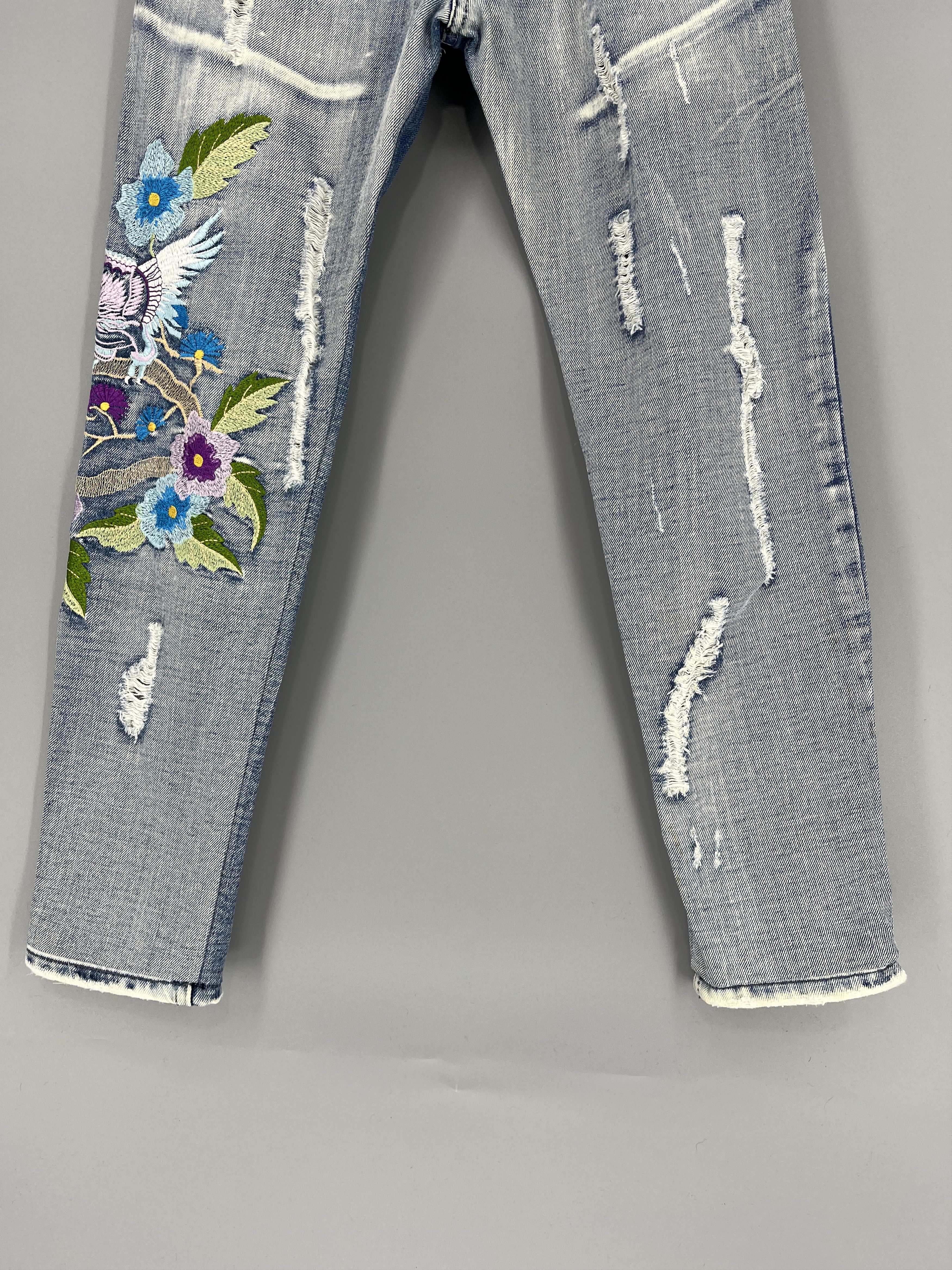 Vintage Rare Men's Jeans With Embroidered Flowers Japanese Brand Size US 28 / EU 44 - 3 Thumbnail