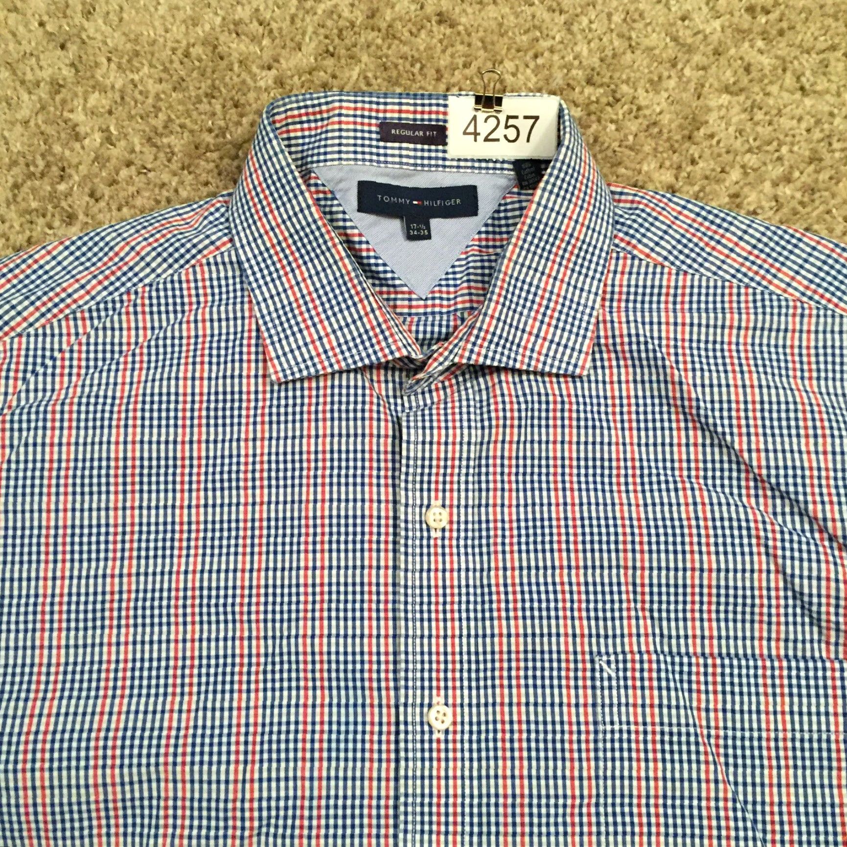Tommy Hilfiger Tommy Hilfiger Shirt Mens 17.5 Blue Red Plaid Long Sleeve Button Up Size US XXL / EU 58 / 5 - 3 Thumbnail