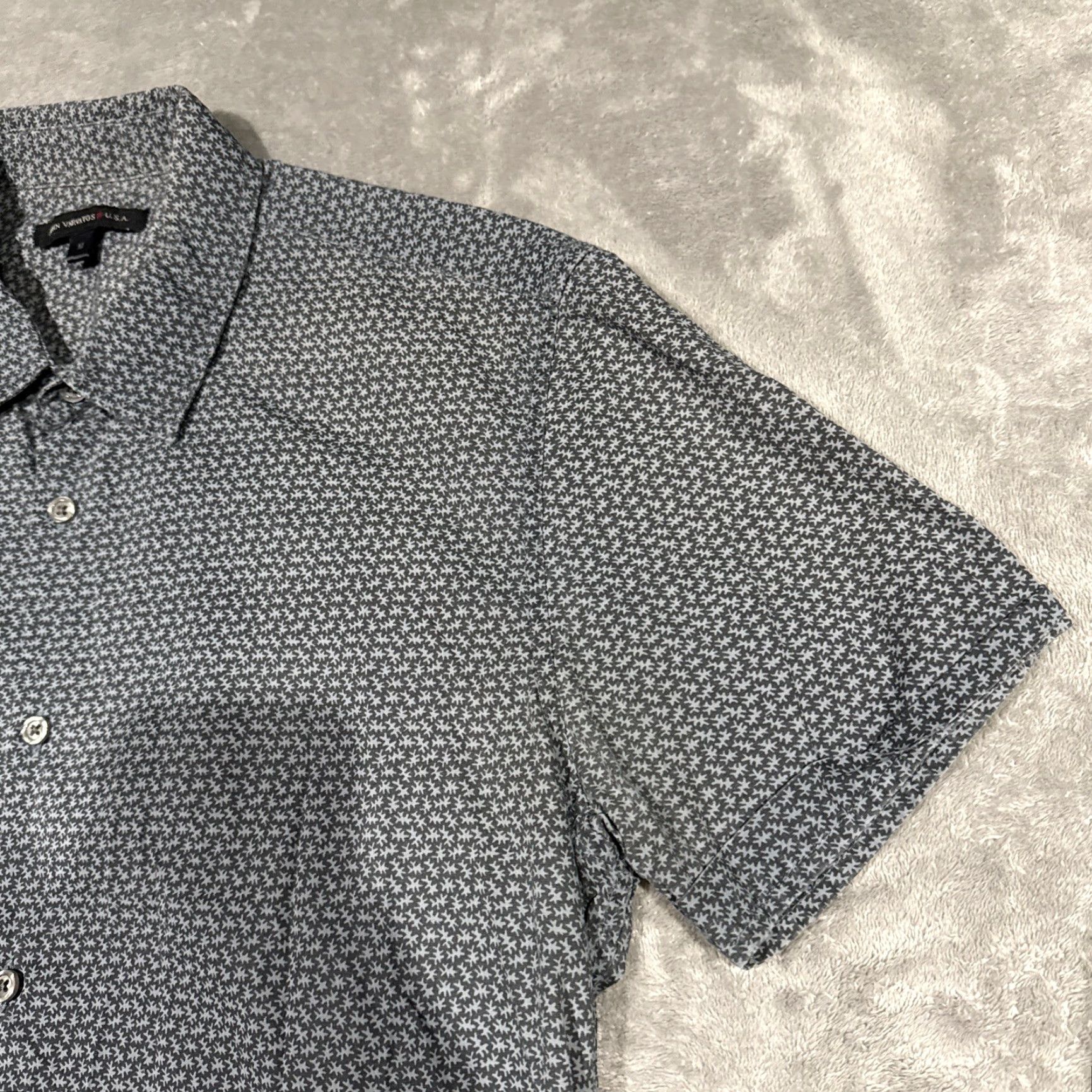 John Varvatos John Varvatos USA Shirt Mens M Blue Button Up Short Sleeve AOP Geometric Pattern Geometric Size US M / EU 48-50 / 2 - 4 Thumbnail