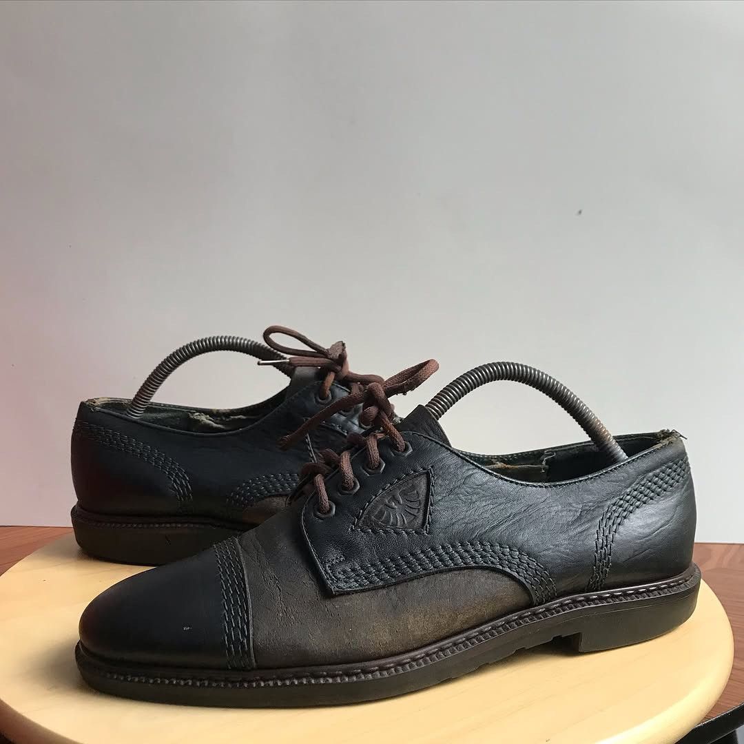 Leather × Vintage Vintage Austria oxford moctoe leather 3 hole low shoes blac Size US 8 / EU 41 - 3 Thumbnail