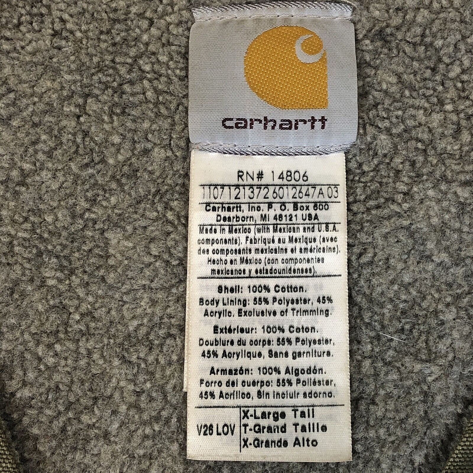 Carhartt Carhartt Mens V26 LOV Green Canvas Full Zip Sherpa Lined Dis Size US XL / EU 56 / 4 - 6 Thumbnail