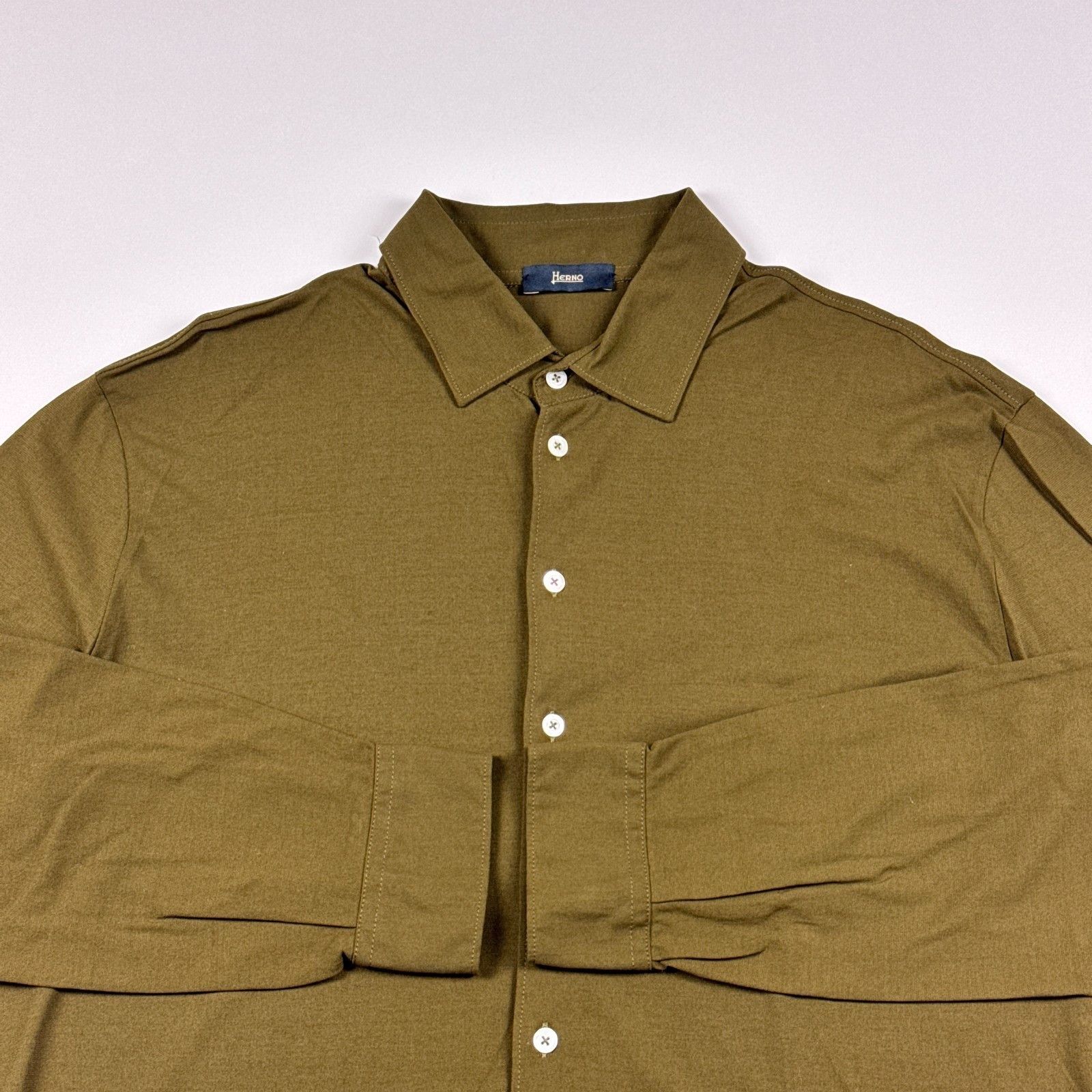 Herno Herno Olive Green Cotton Jersey Long Sleeve Shirt 54 XL Size US XL / EU 56 / 4 - 12 Thumbnail