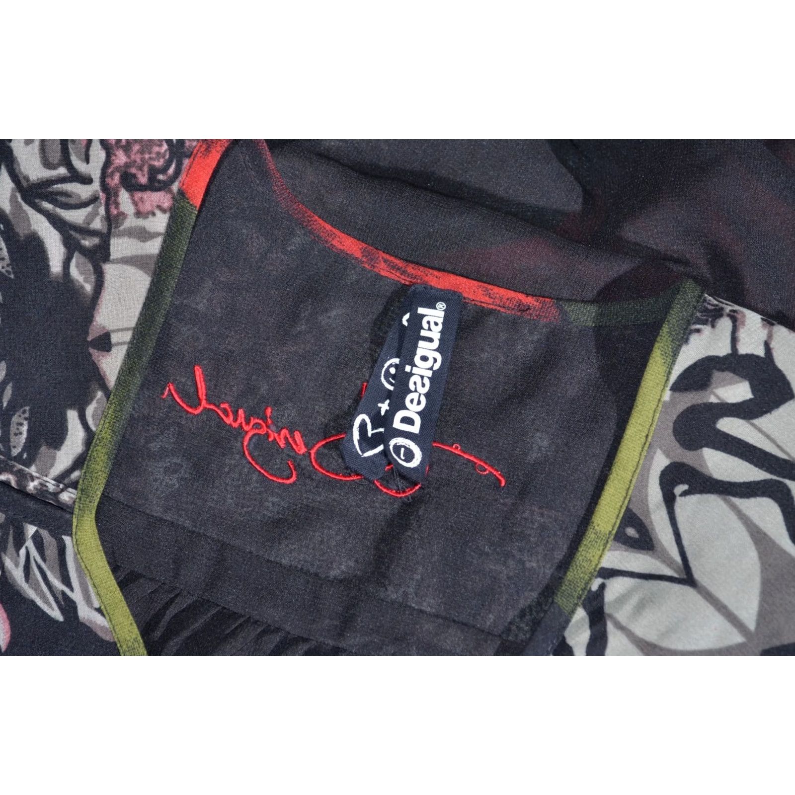Desigual Desigual Women's Black Sheer Blouse Top Long Sleeve Flower Print Size L Size L / US 10 / IT 46 - 8 Thumbnail