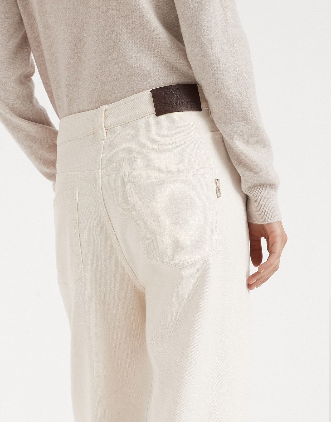 Brunello Cucinelli o1la1rc1a0425 Lady Dyed Jean Pant in Ivory Size 27" / US 4 / IT 40 - 3 Thumbnail