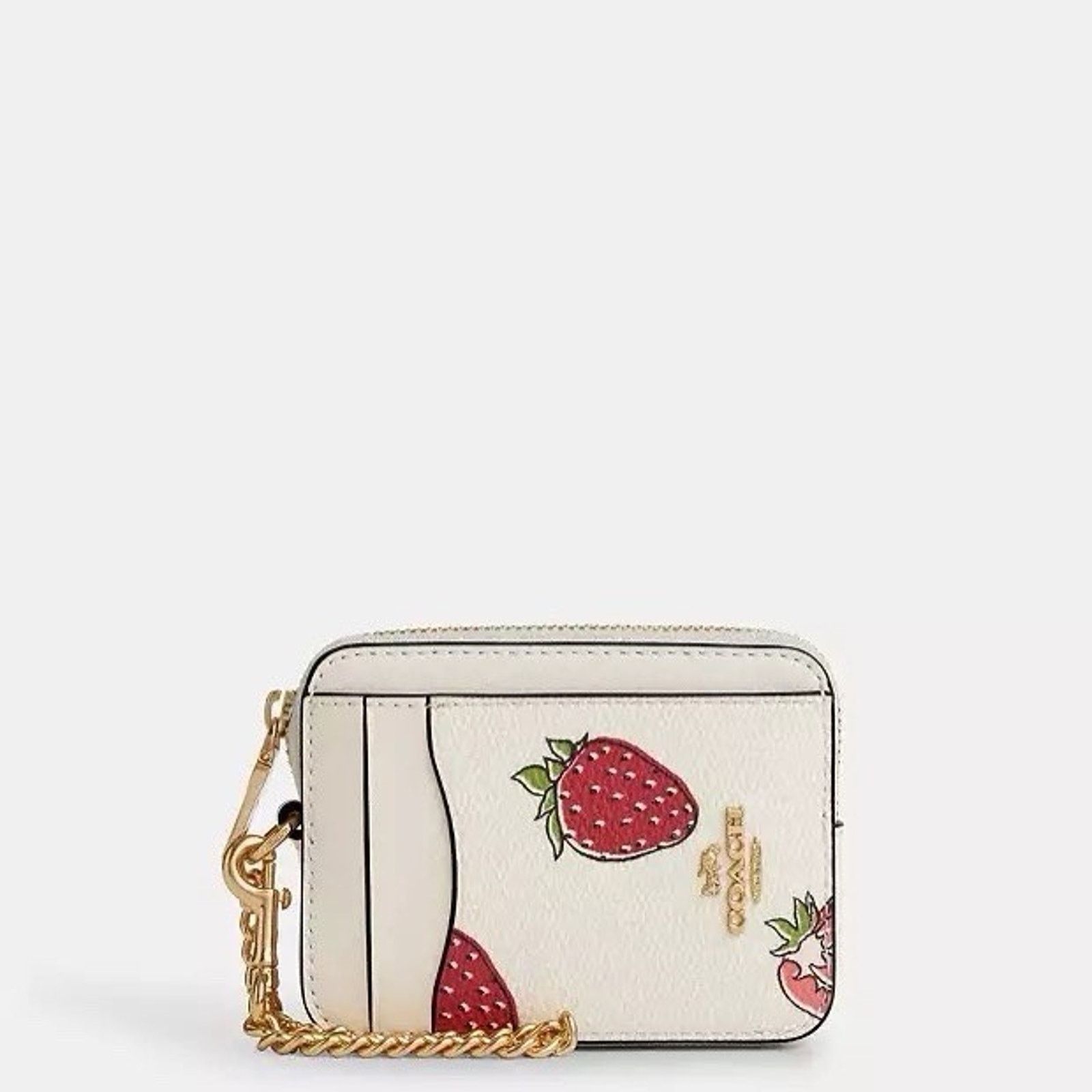 Coach NWT Coach Zip Card Case With Strawberry Chalk Multi Car32 Size ONE SIZE - 4 Thumbnail