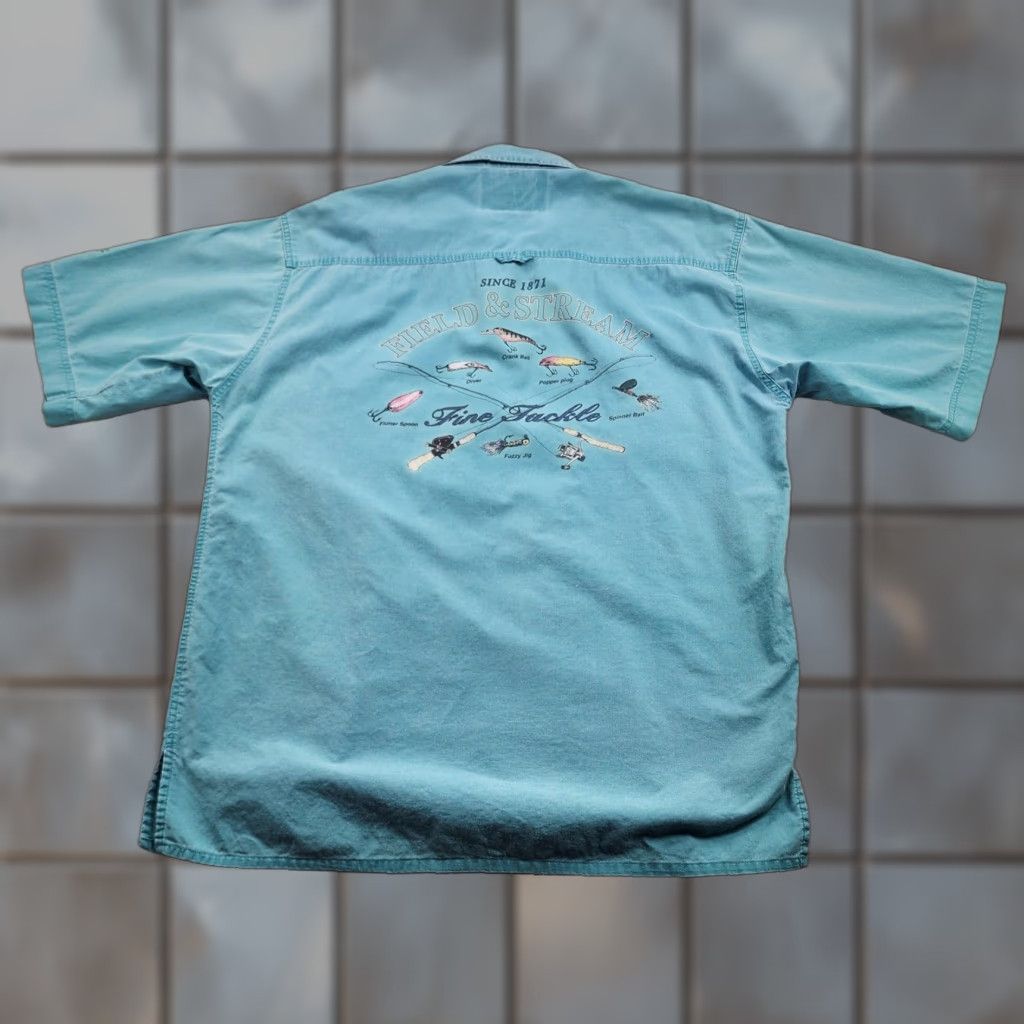 Vintage VINTAGE Field & Stream Shirt Mens L Blue Fishing Outdoors Button Up Graphic Print Embroidered Pockets Fisherman Size US L / EU 52-54 / 3 - 1 Thumbnail