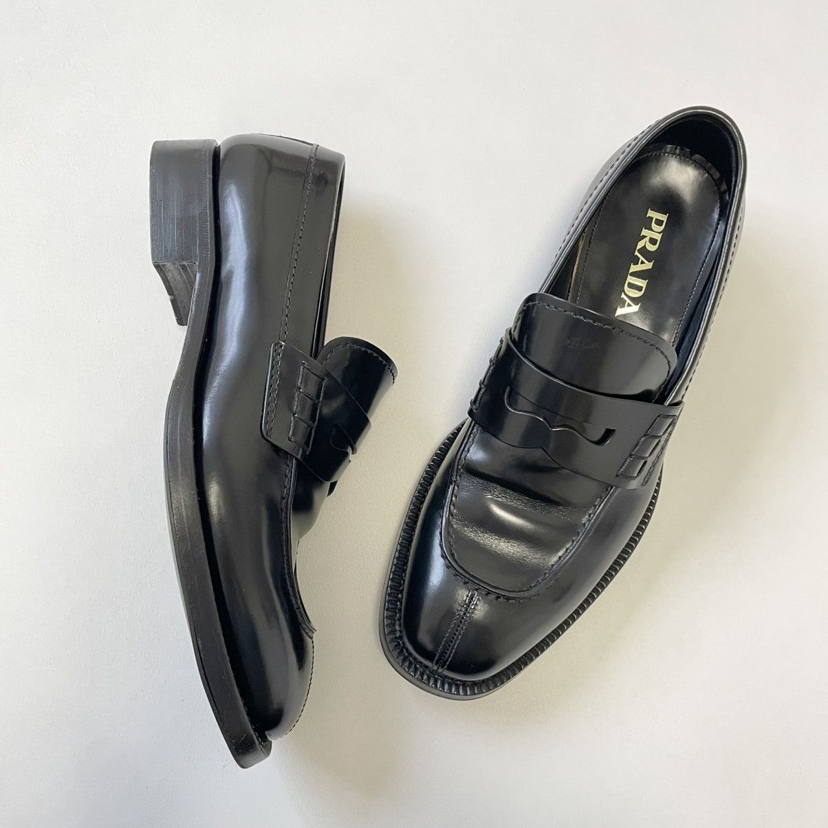 Prada Black Leather ‘Almond Toe’ Loafers Size US 9.5 / EU 42-43 - 17 Thumbnail