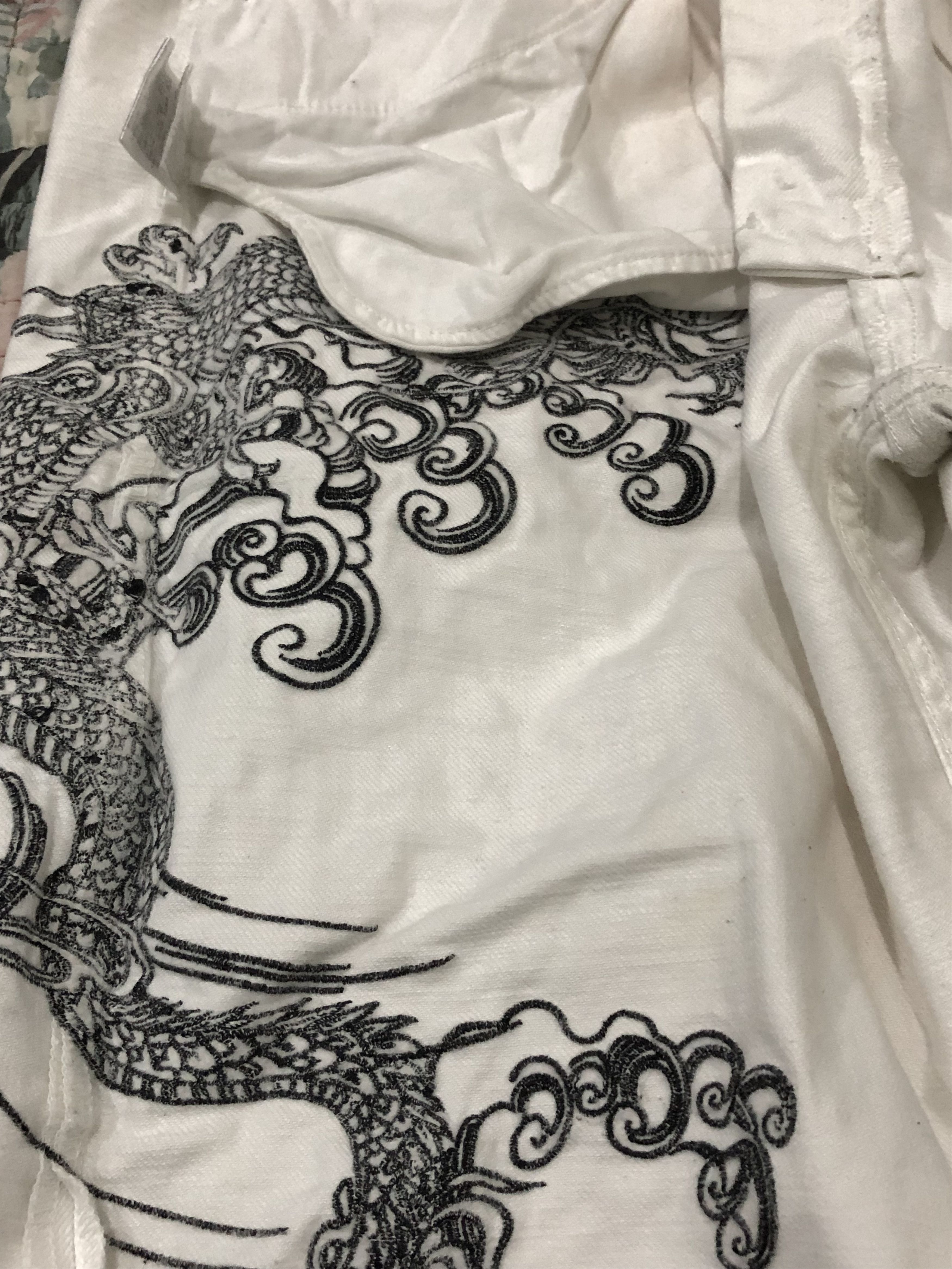 Japanese Brand Rare Karakuri Tamashii Eccentric Original Denim Dragon Art Size US 35 - 8 Thumbnail