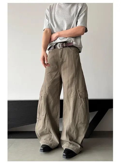 VIBE Khaki Cargo Wide Leg Pants Size US 33 - 5 Thumbnail