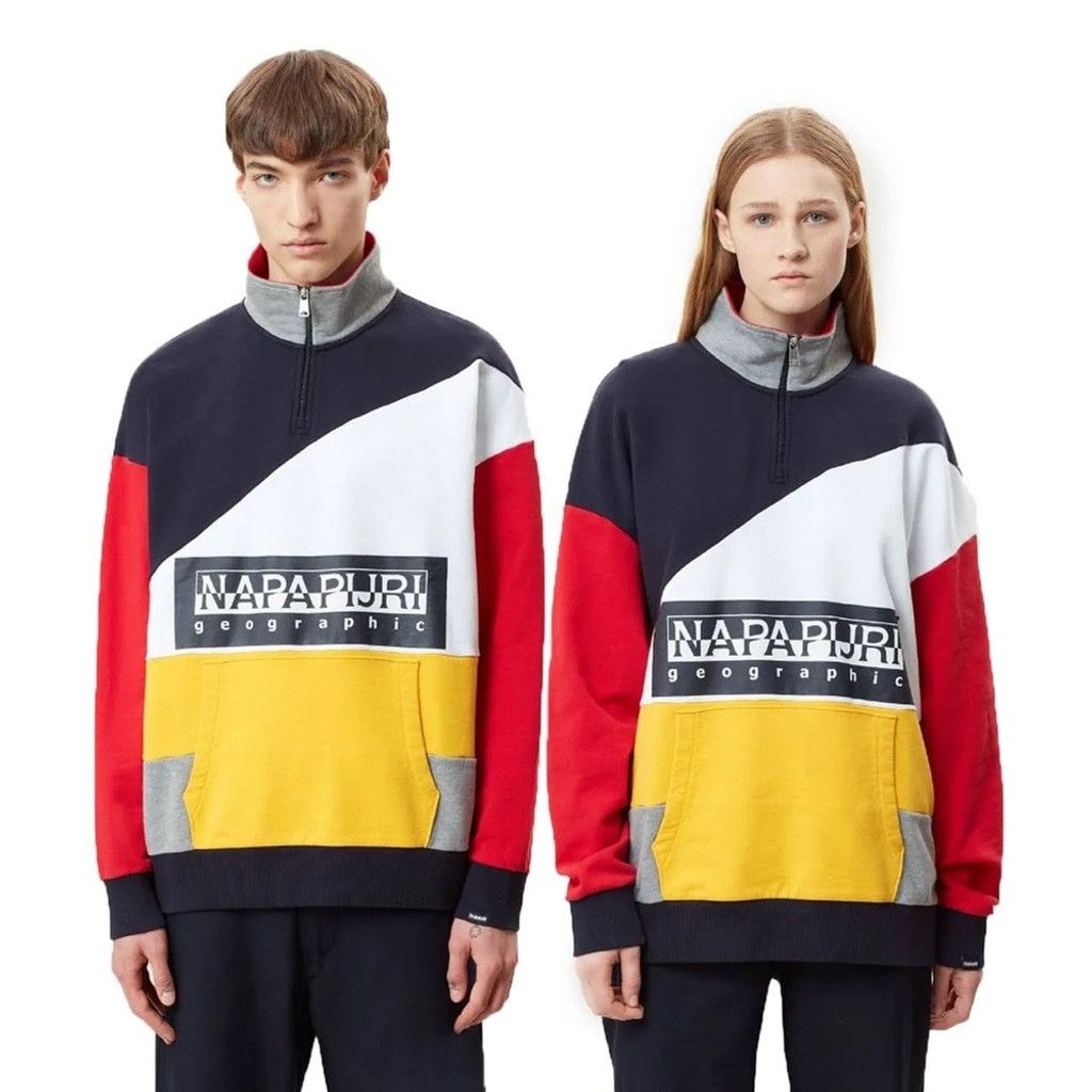 Napapijri Napapijri Bek Colorblock Cotton Kangaroo Pocket Pullover- M Size US M / EU 48-50 / 2 - 1 Thumbnail