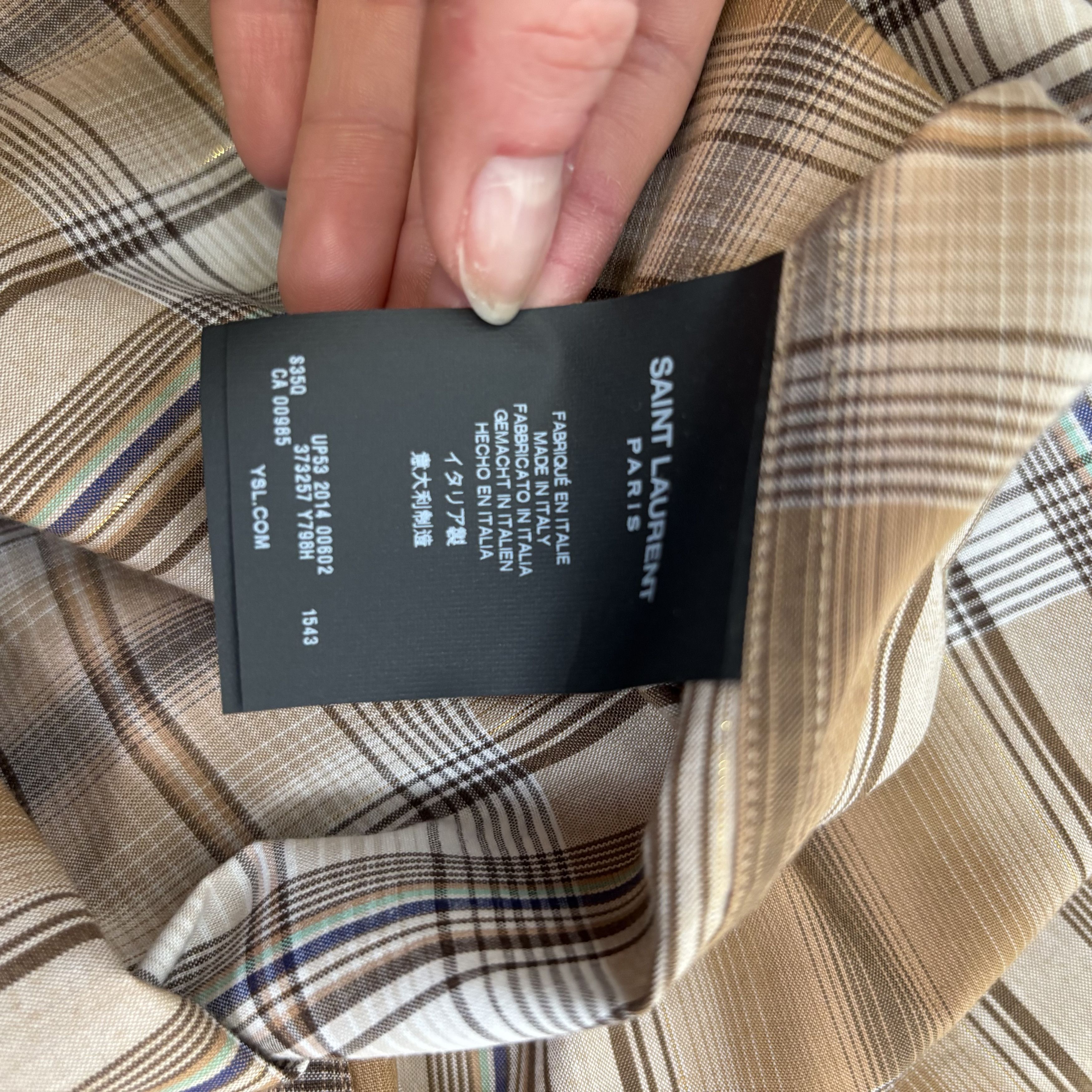 Saint Laurent Paris Saint Laurent Brown Plaid Shirt Size US XL / EU 56 / 4 - 3 Thumbnail