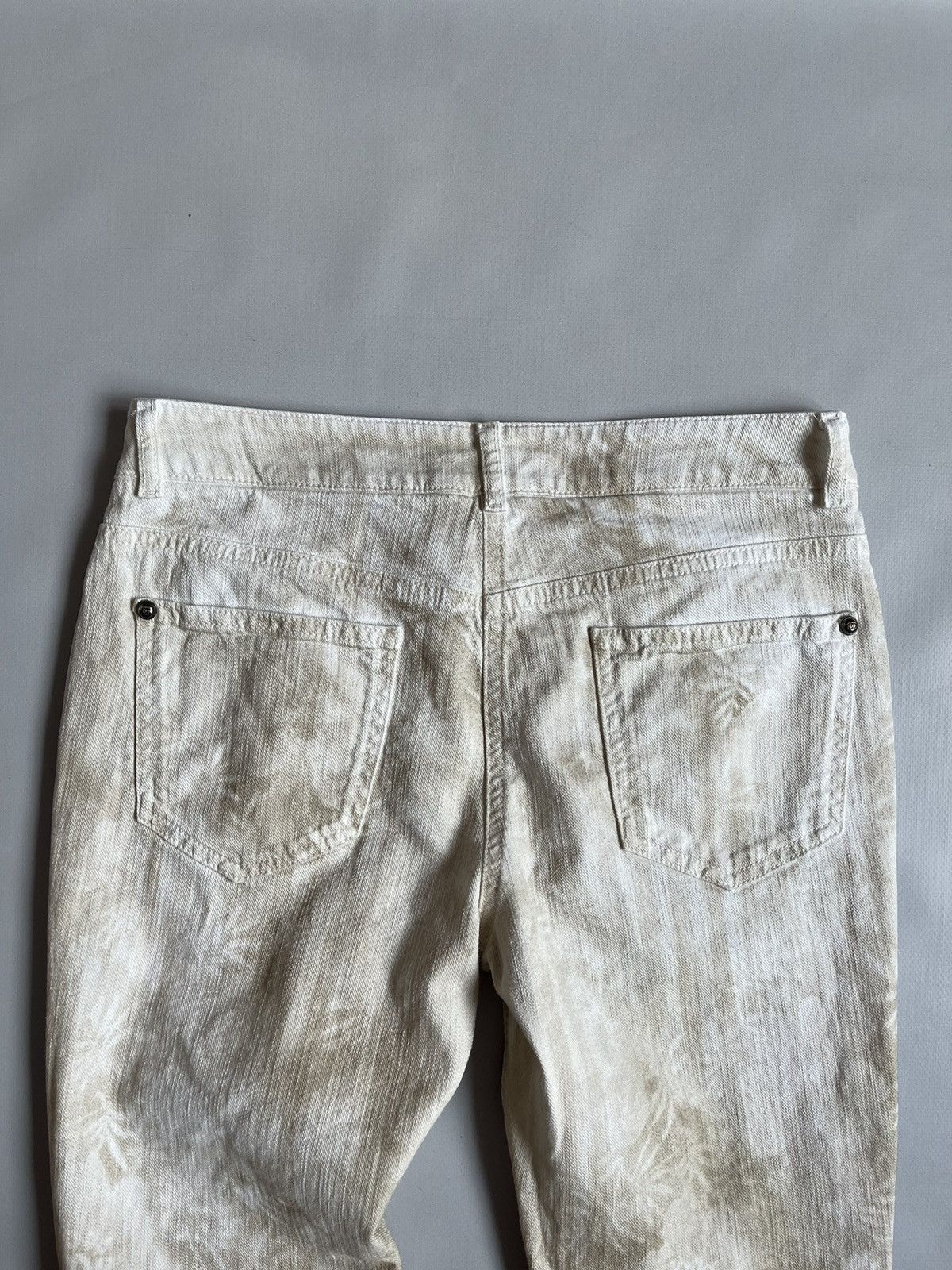 Chanel CHANEL Women Beige Botanical Floral Stripe Denim Pants Size 26" / US 2 / IT 38 - 15 Thumbnail