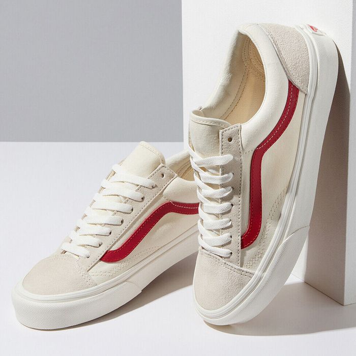 Vans marshmallow cheap racing red