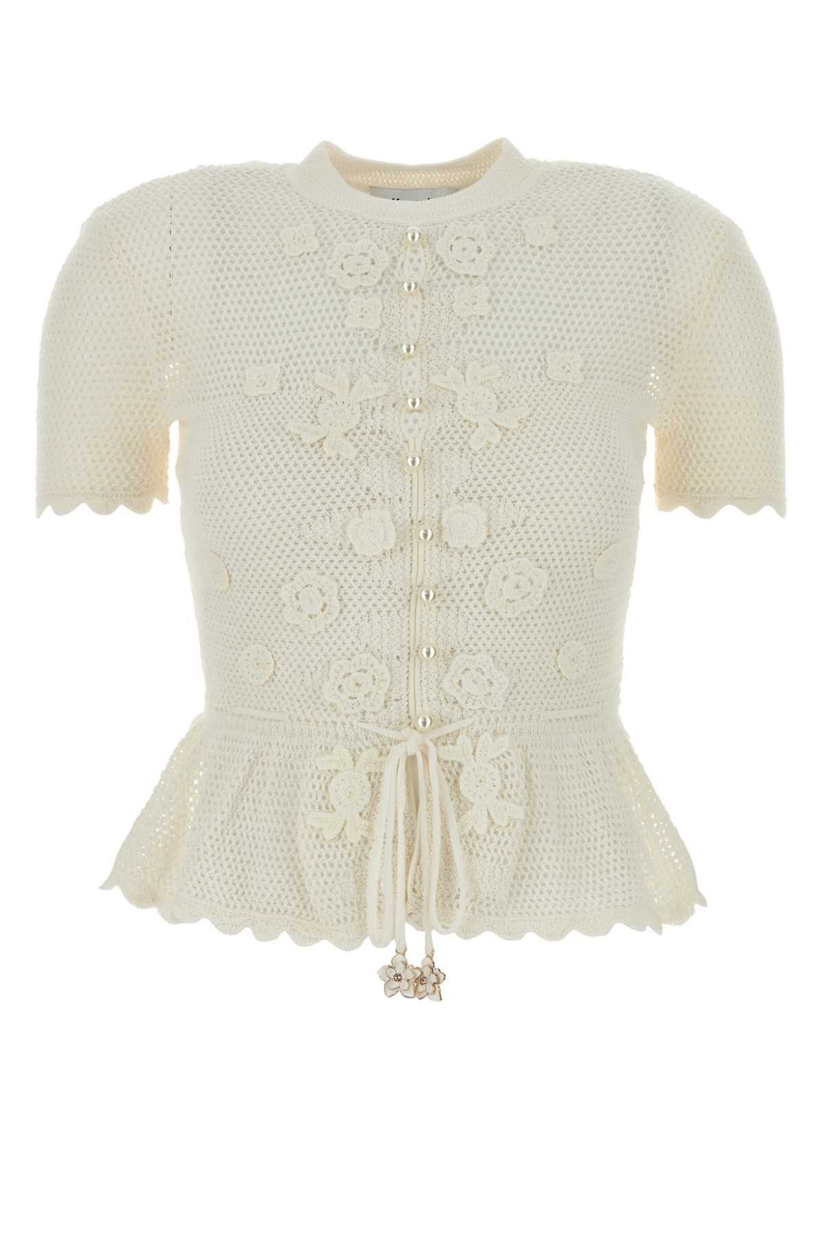 Self-Portrait Ivory Crochet Sweater Size XS / US 0-2 / IT 36-38 - 1 Thumbnail