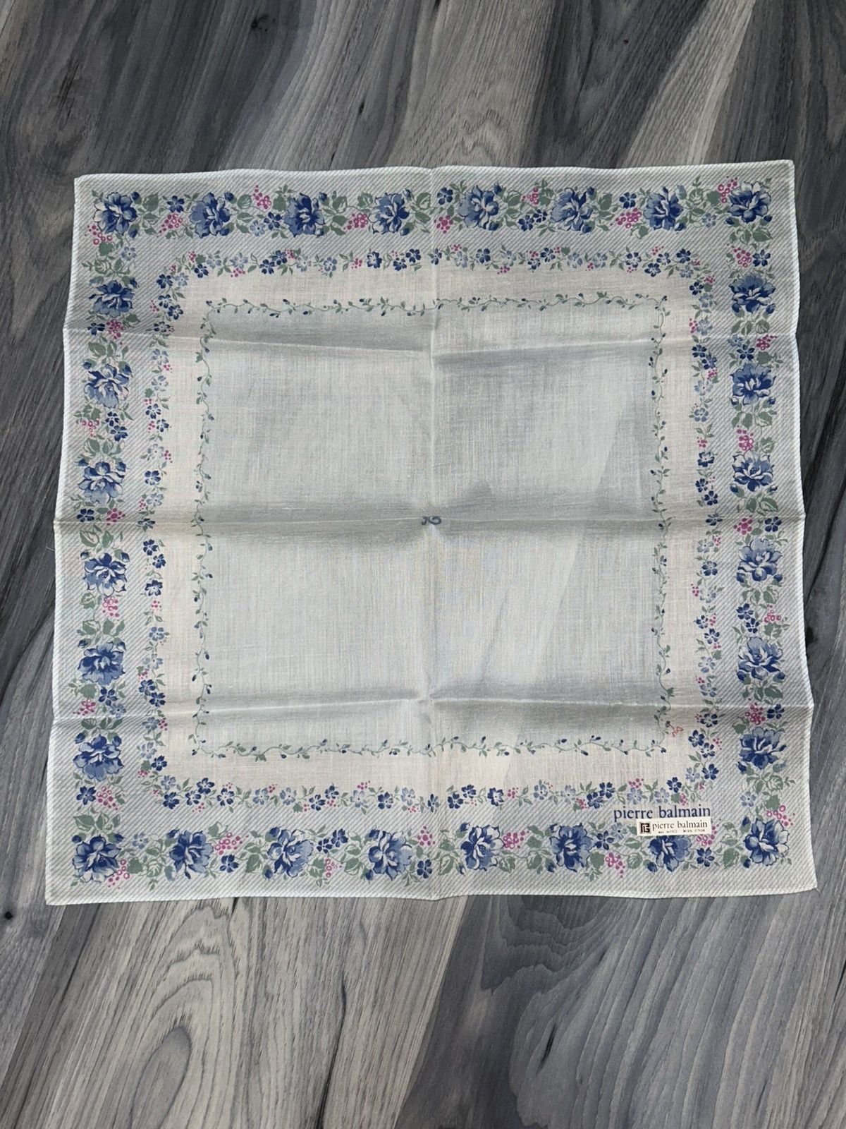 Pierre Balmain Pierre Balmain Blue & Pink Floral Cotton Handkerchief Size ONE SIZE - 2 Thumbnail