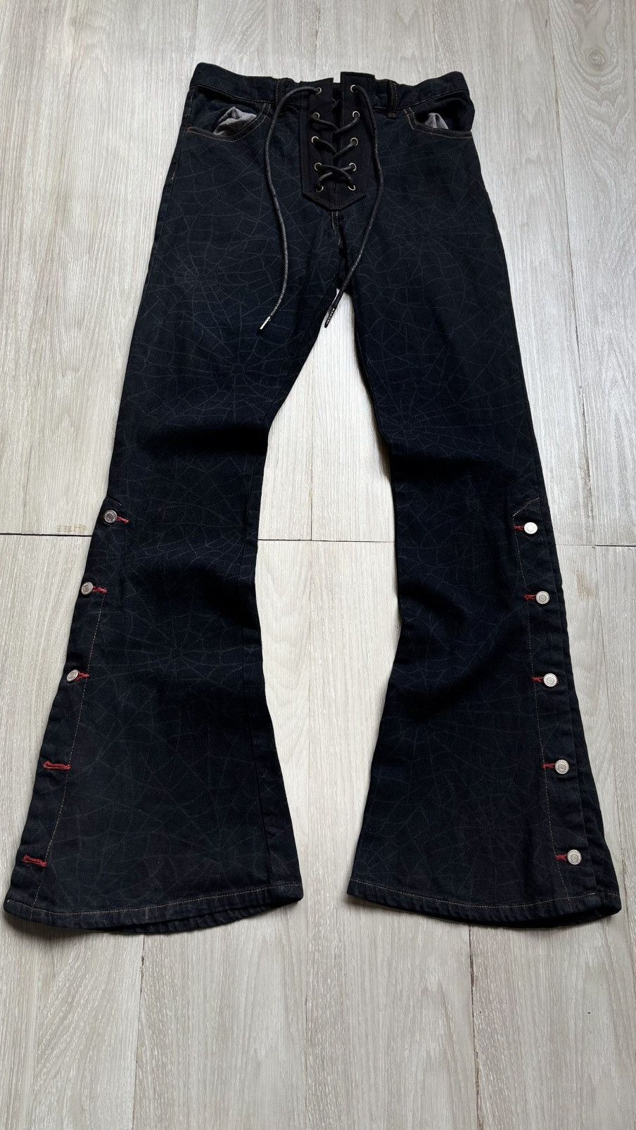 Vg lace-up flare jeans