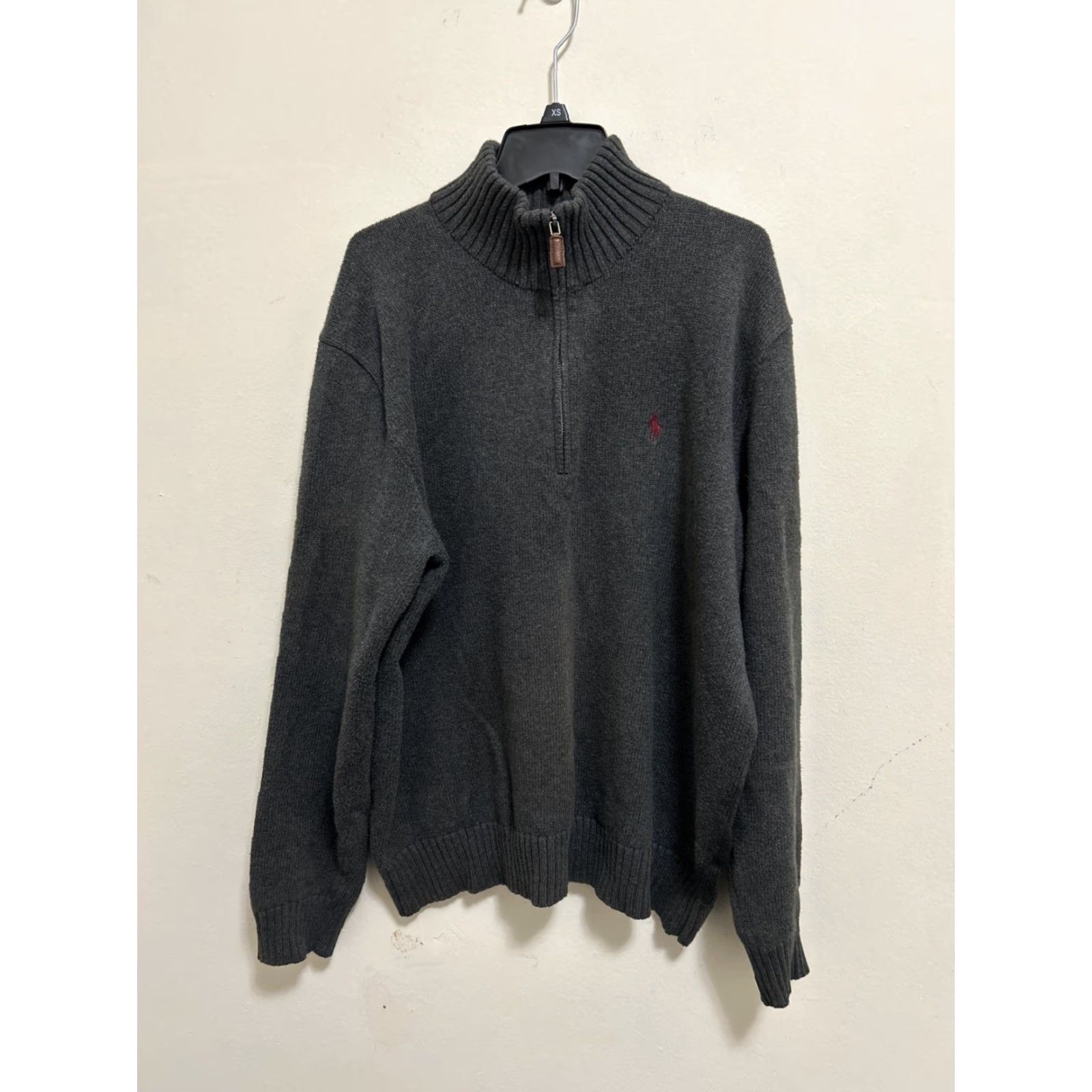 Polo Ralph Lauren VINTAGE Polo Ralph Lauren Sweater Mens L Gray Red Pony 1/4 Zip Pullover Cotton L/S Size US L / EU 52-54 / 3 - 2 Thumbnail