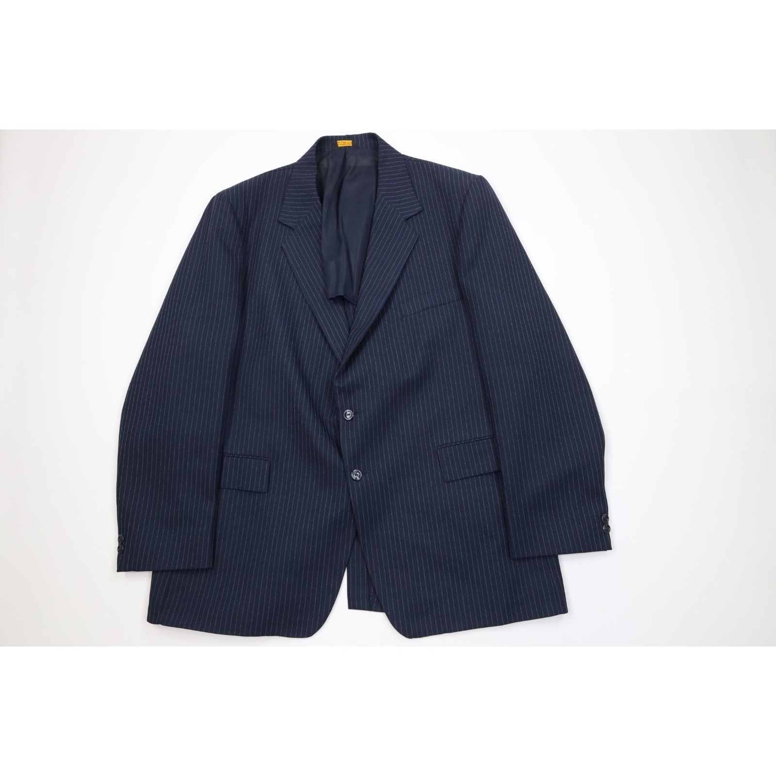 Vintage Vintage 70s 2 Piece Wool Blend Suit Wedding Blue Striped Size 46R - 2 Thumbnail
