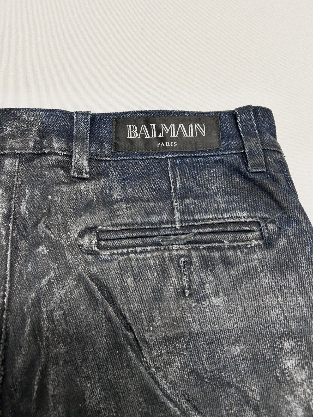 Balmain SS2017 Indigo Waxed Biker Denim Size US 30 / EU 46 - 7 Thumbnail