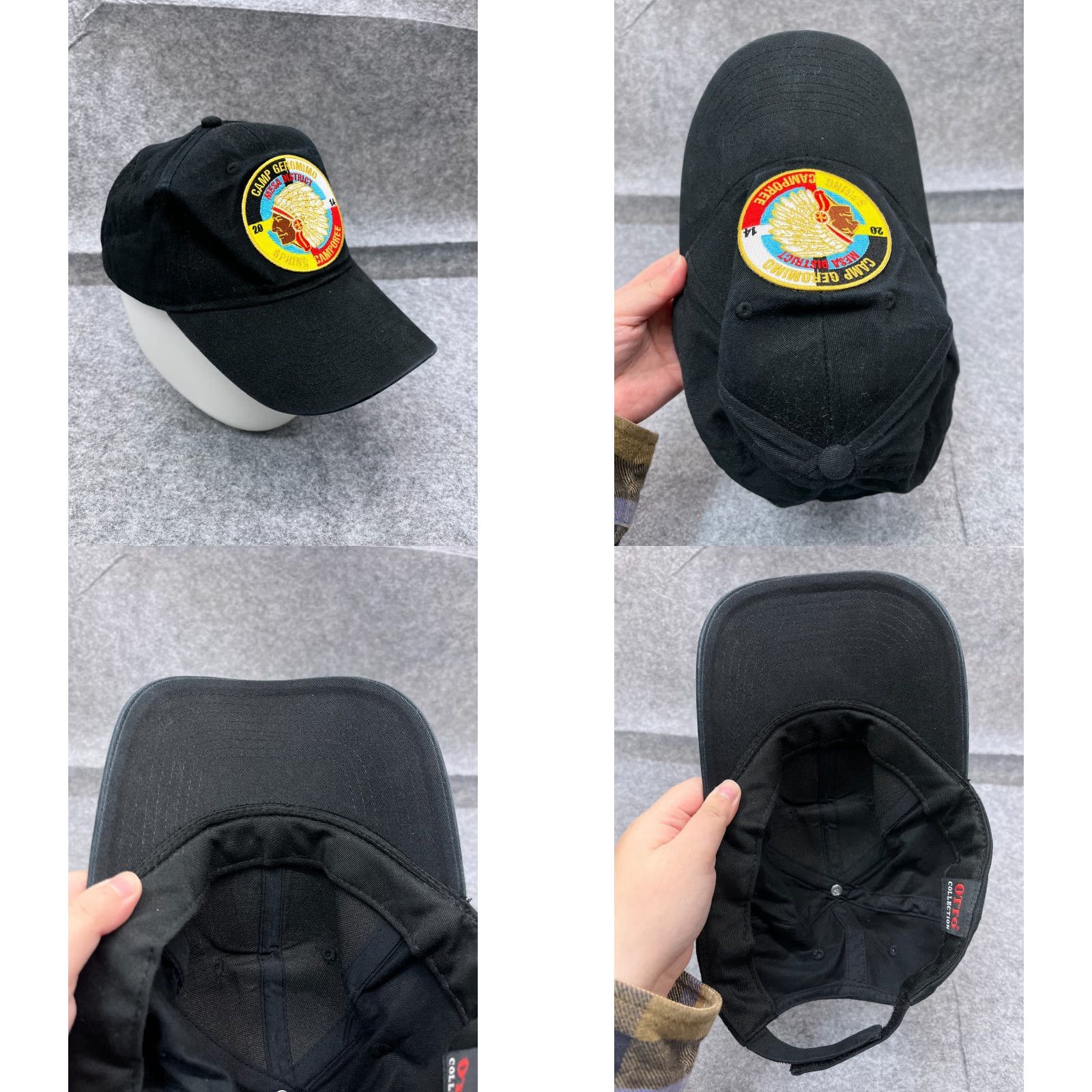 Vintage Otto Hat Cap Strap Back Adult OS Black Camp Outdoor Boy Scout Low Profile Baseball Cap Size ONE SIZE - 8 Thumbnail
