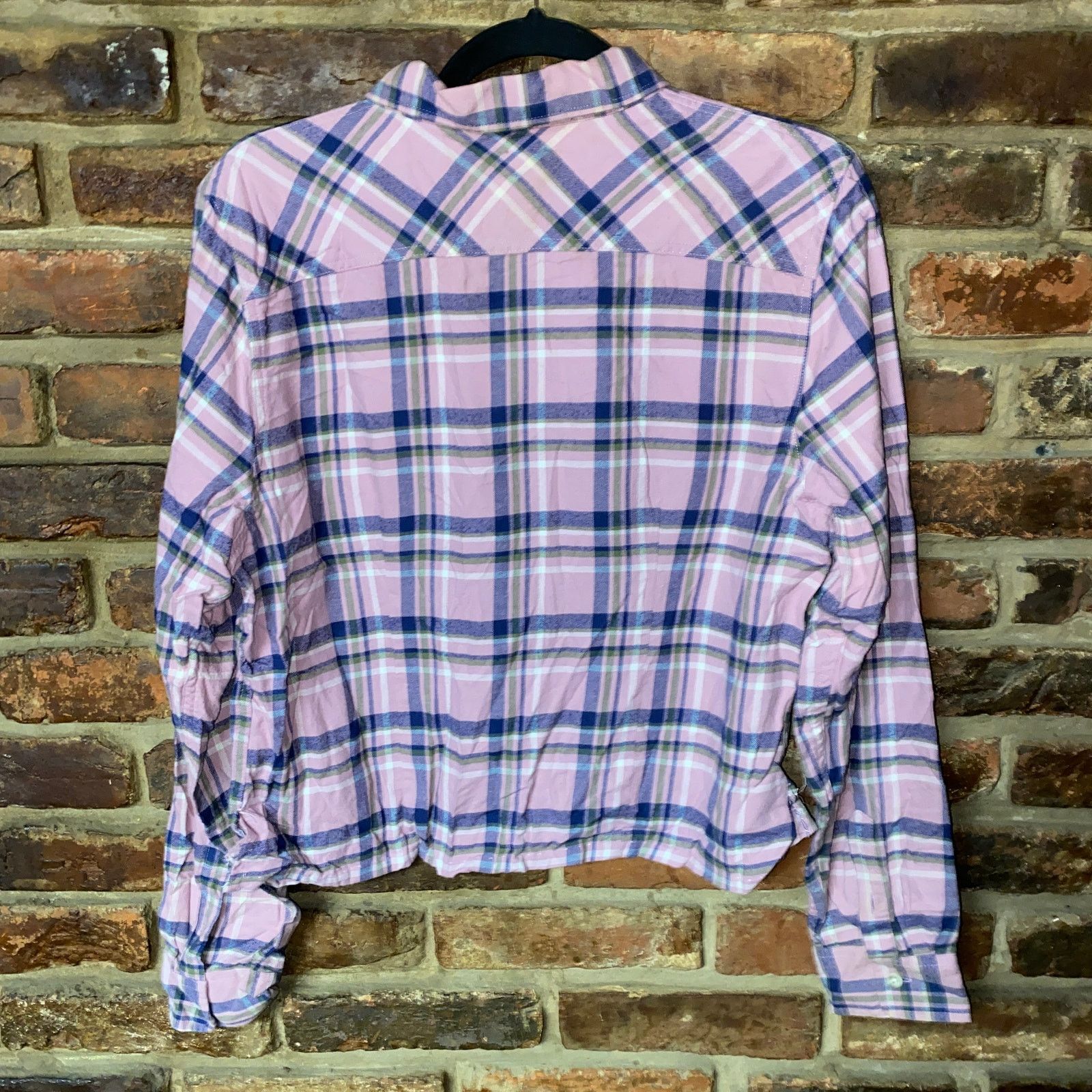 L.L. Bean L.L. Bean Pink Plaid Flannel Button Down Crop Top Medium Size M / US 6-8 / IT 42-44 - 6 Thumbnail