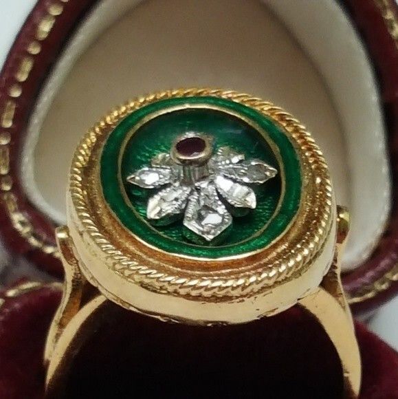 Other Victorian Enamel 750(18k) Yellow Gold Genuine Ruby Diamonds Size ONE SIZE - 1 Thumbnail