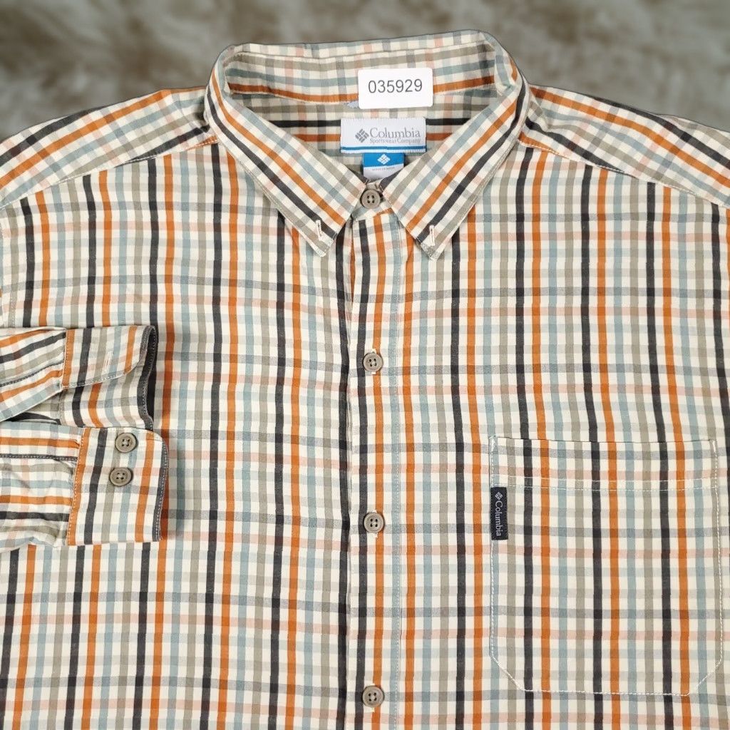 Vintage Columbia Casual Button-Up Shirt Mens 2XL Beige Check Long Sleeve Size US XXL / EU 58 / 5 - 1 Thumbnail