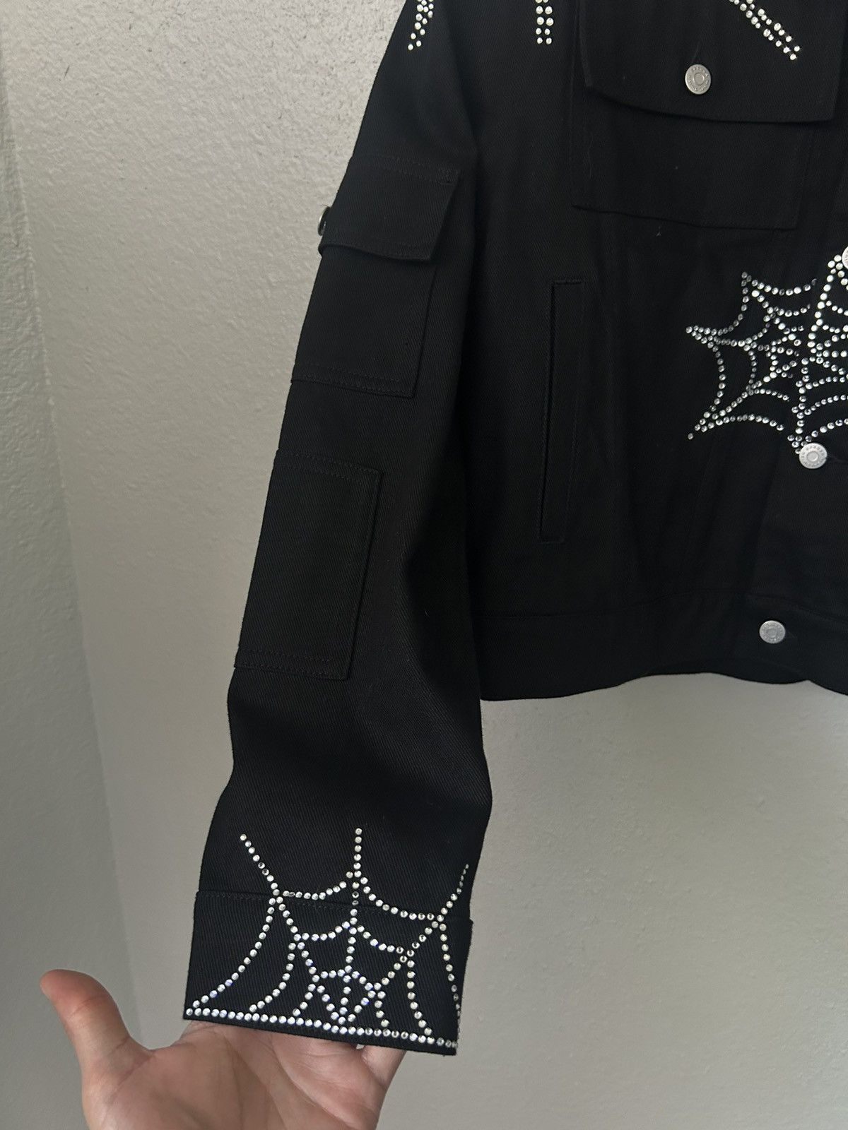 Sp5der NEW SP5DER WORLDWIDE RHINESTONE WEB DENIM JACKET Size US M / EU 48-50 / 2 - 3 Thumbnail