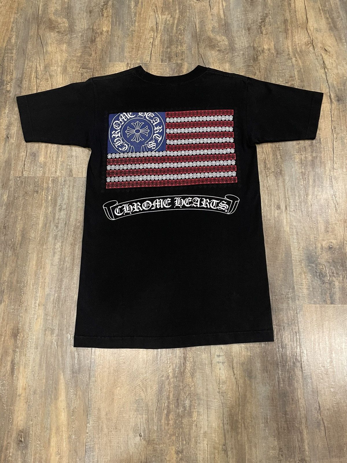 Pre-owned Chrome Hearts American Flag Dagger Logo Pocket Tee In Black