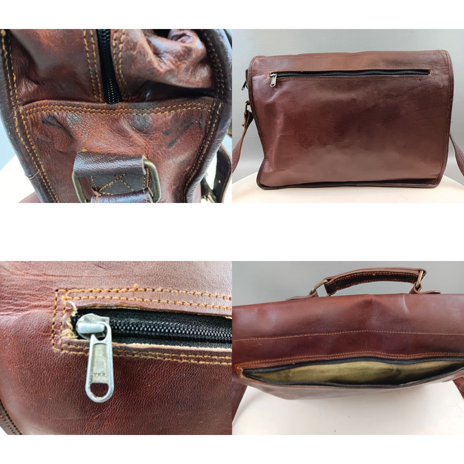 Vintage VINTAGE Handmade Leather Shoulder Bag Mens Medium Brown 90s Satchel Bag with Adjustable Strap Buckle Zip Size ONE SIZE - 9 Thumbnail