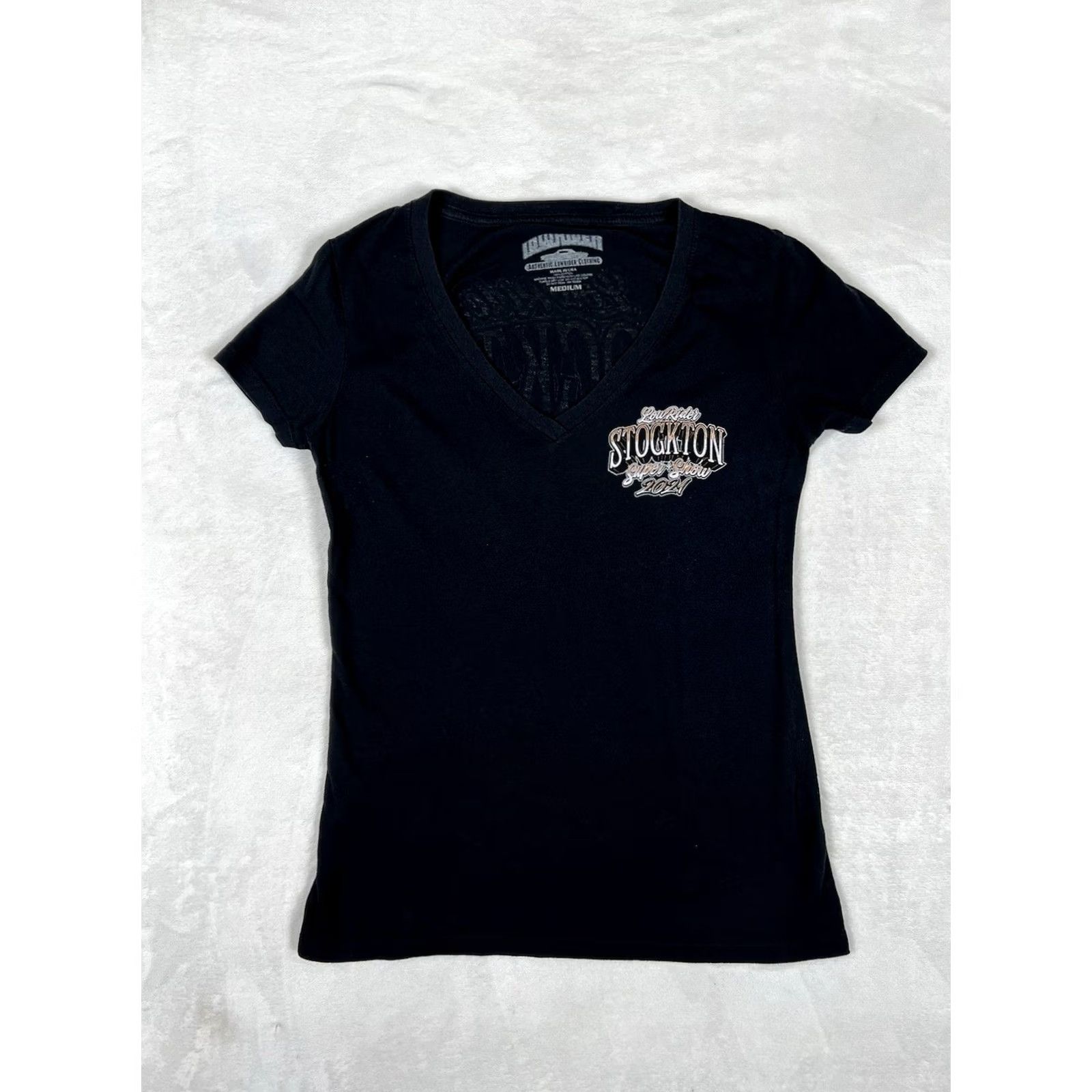 Vintage Lowrider T-Shirt Women Medium Black Stockton Super Show Chicano Impala Hip Hop 90s Cars Shirt Mens? Size M / US 6-8 / IT 42-44 - 2 Thumbnail