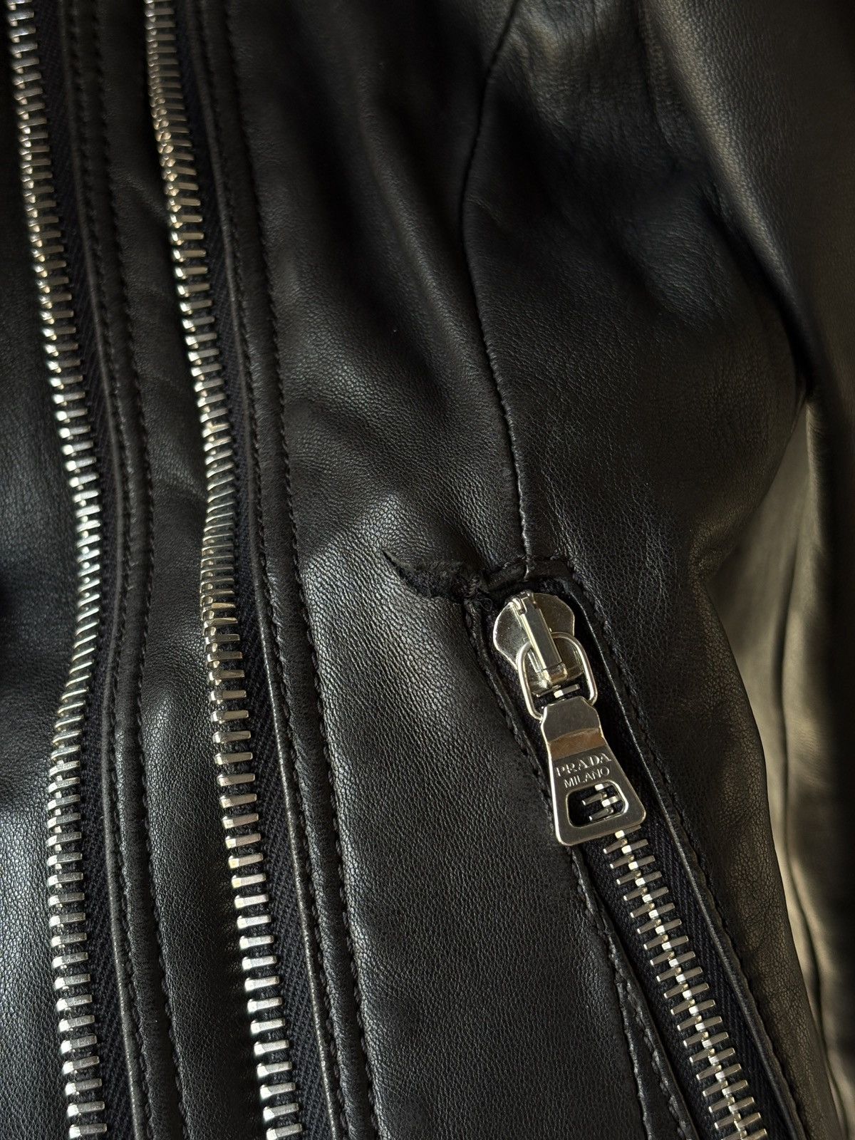 Prada Prada sport vintage leather biker zip jacket Size ONE SIZE - 21 Thumbnail