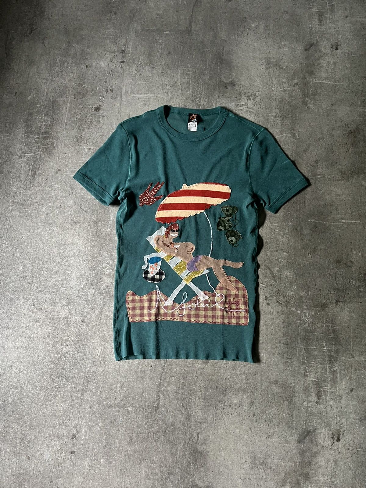 Jean Paul Gaultier Vintage Jean Paul Gaultier mesh T-shirt turquoise Size M / US 6-8 / IT 42-44 - 1 Thumbnail
