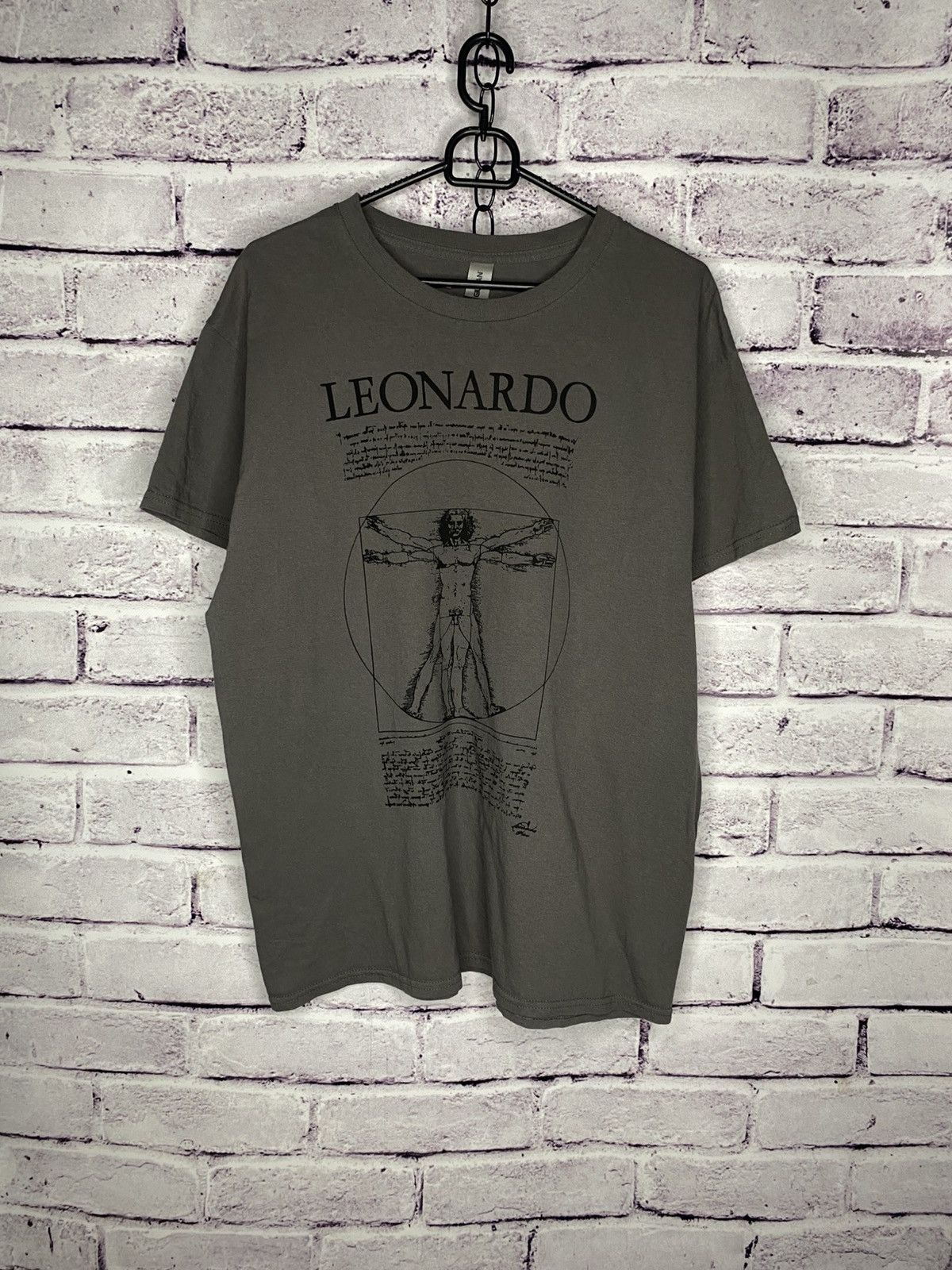 Mens Vintage Leonardo Da Vinci Graphic Print Art T-Shit