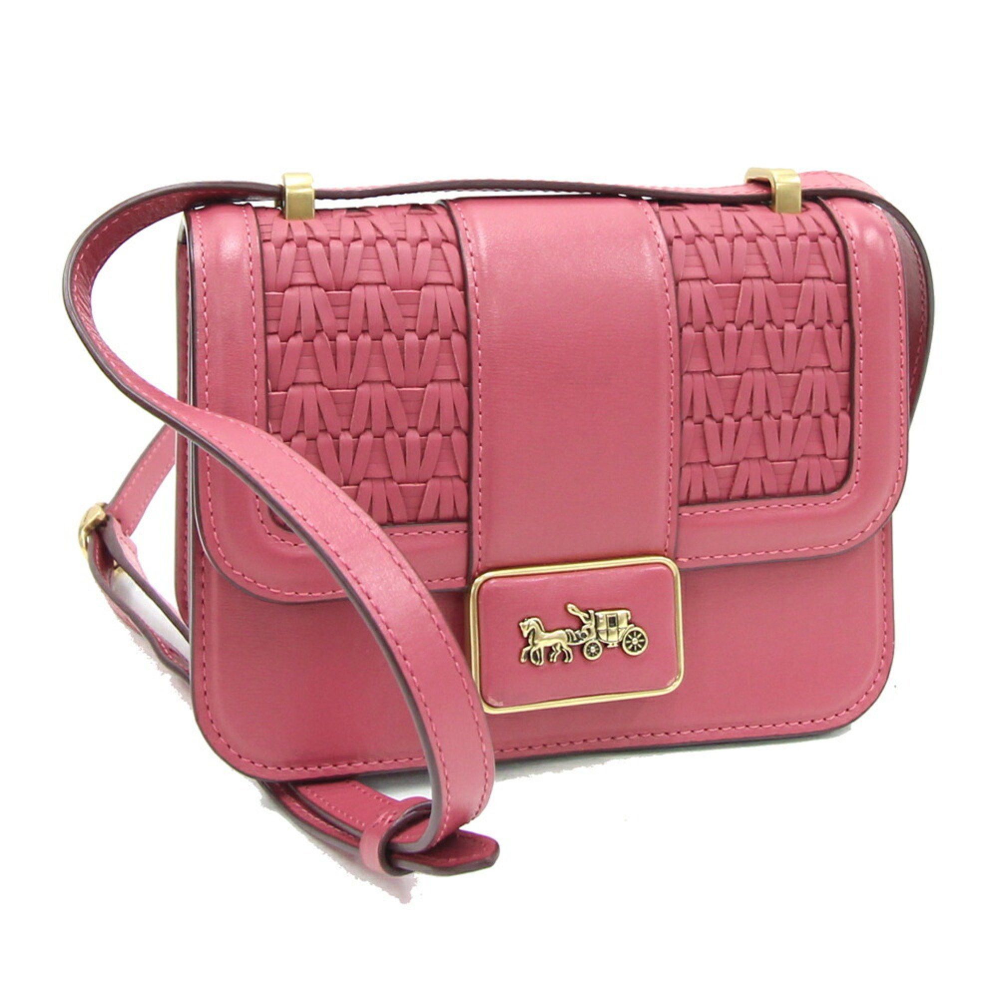Coach Shoulder Bag Ally C2587 Pink Leather Pochette Women's COACH