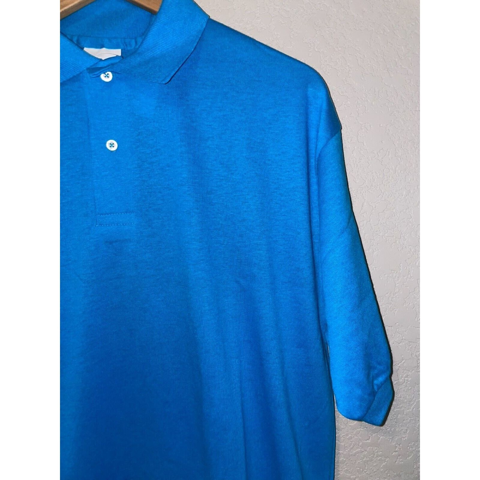 Vintage Vintage Blank Blue Polo Shirt Print-Ons Print Ons 70s XL Size US XL / EU 56 / 4 - 2 Thumbnail