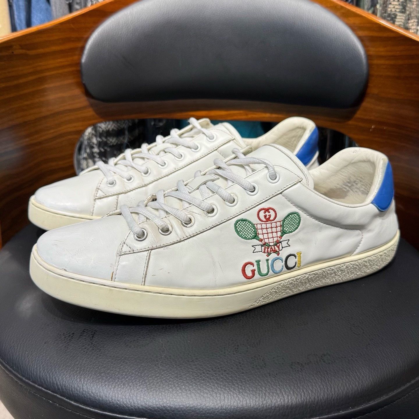 Gucci Gucci Tennis Graphic Blue Lowtop Sneakers 44 Men Size US 10.5 / EU 43-44 - 1 Thumbnail