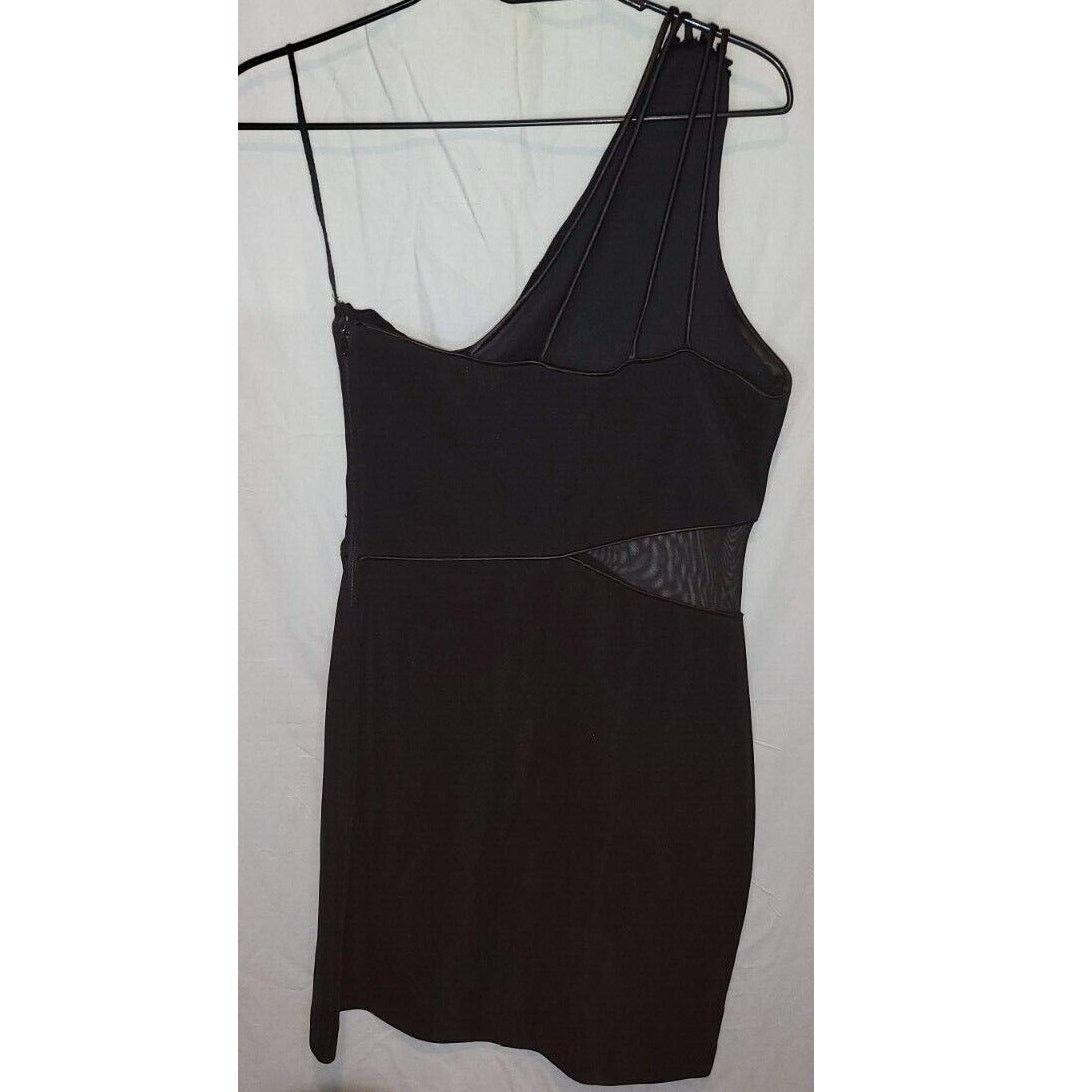 Other Jump Black One-Shoulder Mesh Peek Side Bodycon Dress Size M Size M / US 6-8 / IT 42-44 - 2 Thumbnail