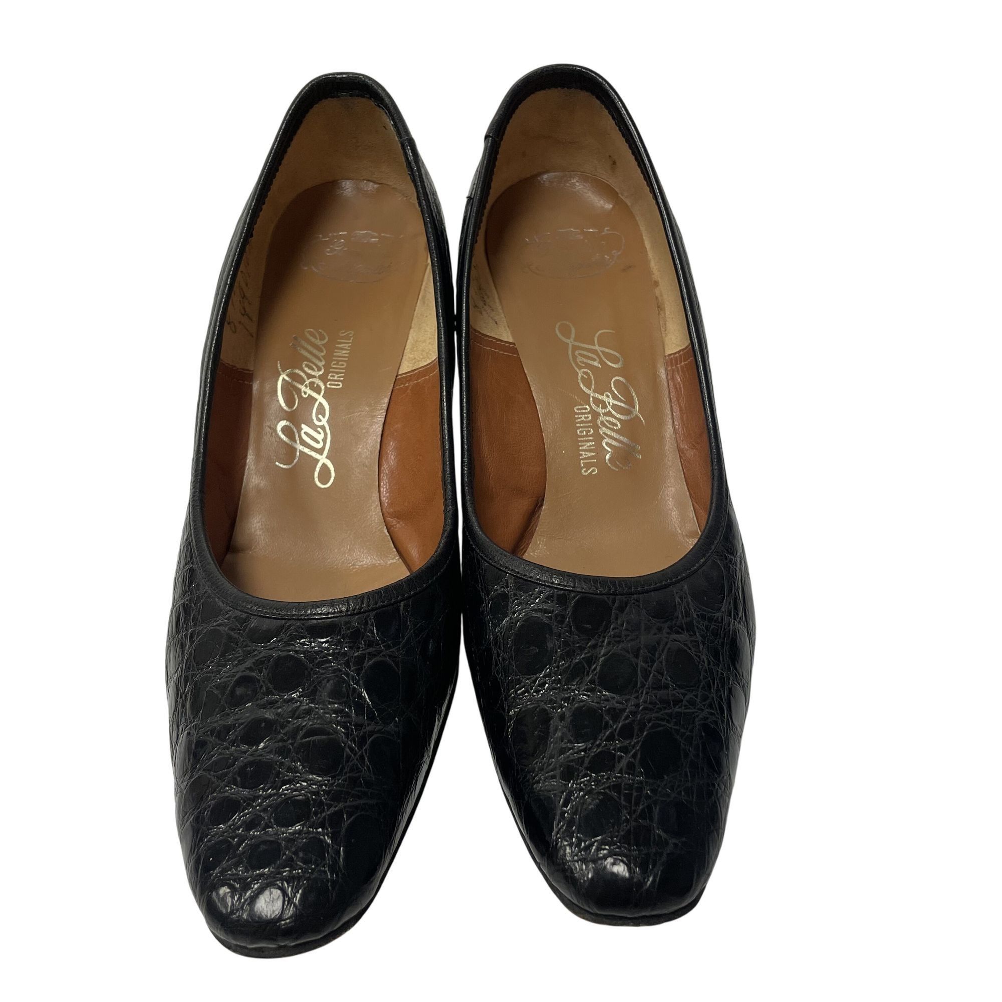 Other Vintage 60's La Belle Women Black Genuine ALLIGATOR Skin Hee Size US 6 / IT 36 - 3 Thumbnail