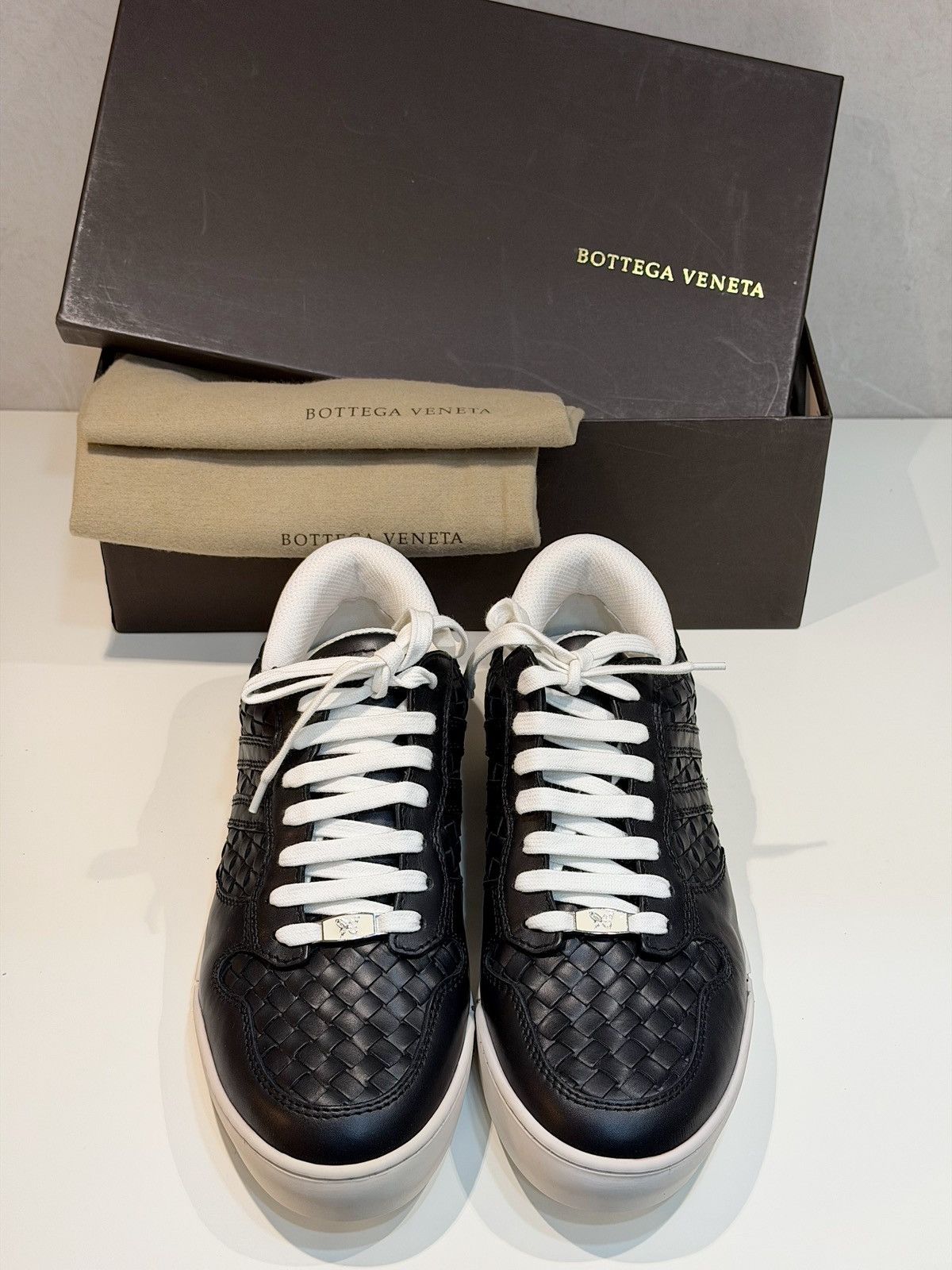 Bottega Veneta BOTTEGA VENETA 2010 Intrecciato Leather Woven Sneakers Black Size US 9 / EU 42 - 2 Thumbnail