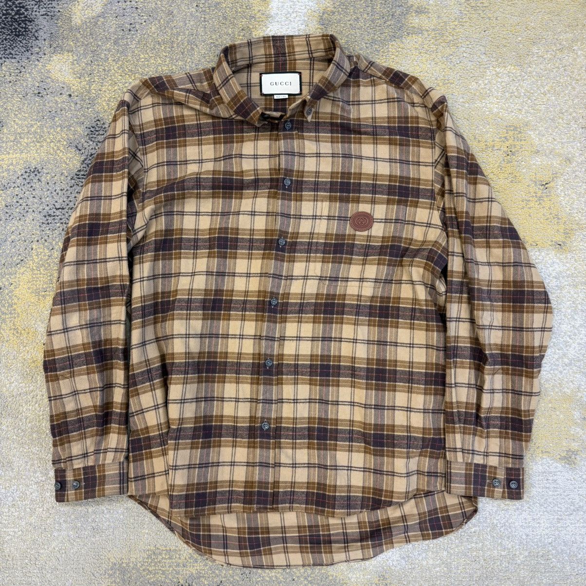 Gucci Gucci G Logo Plaid Long Sleeve Shirt Size XL (52) Size US XL / EU 56 / 4 - 1 Thumbnail