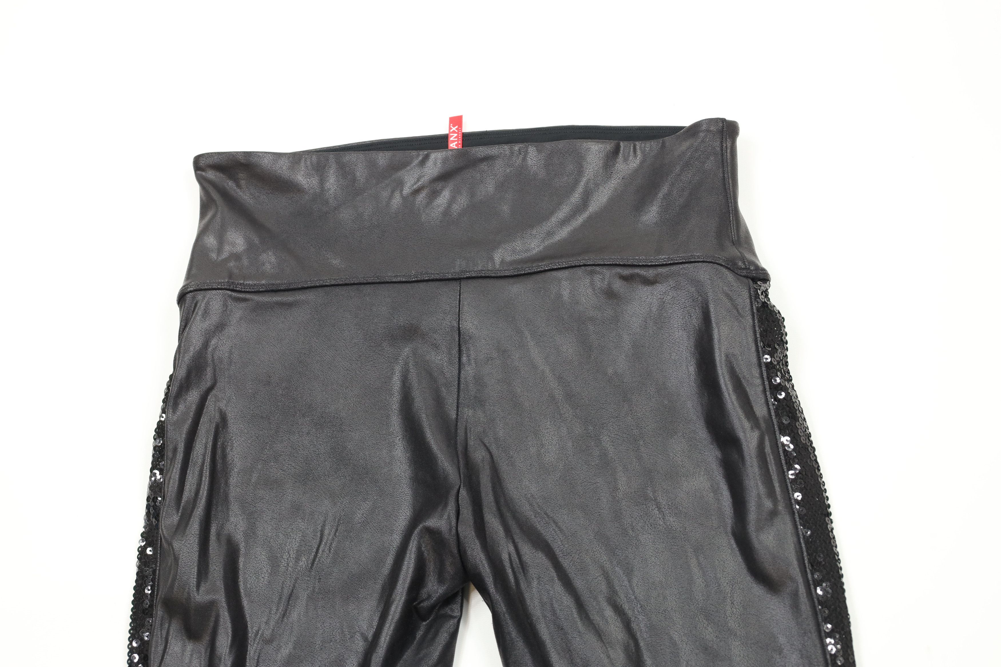Spanx × Vintage Spanx Faux Leather Sequined Stretch Shapewear Leggings Black Size 30" / US 8 / IT 44 - 9 Thumbnail